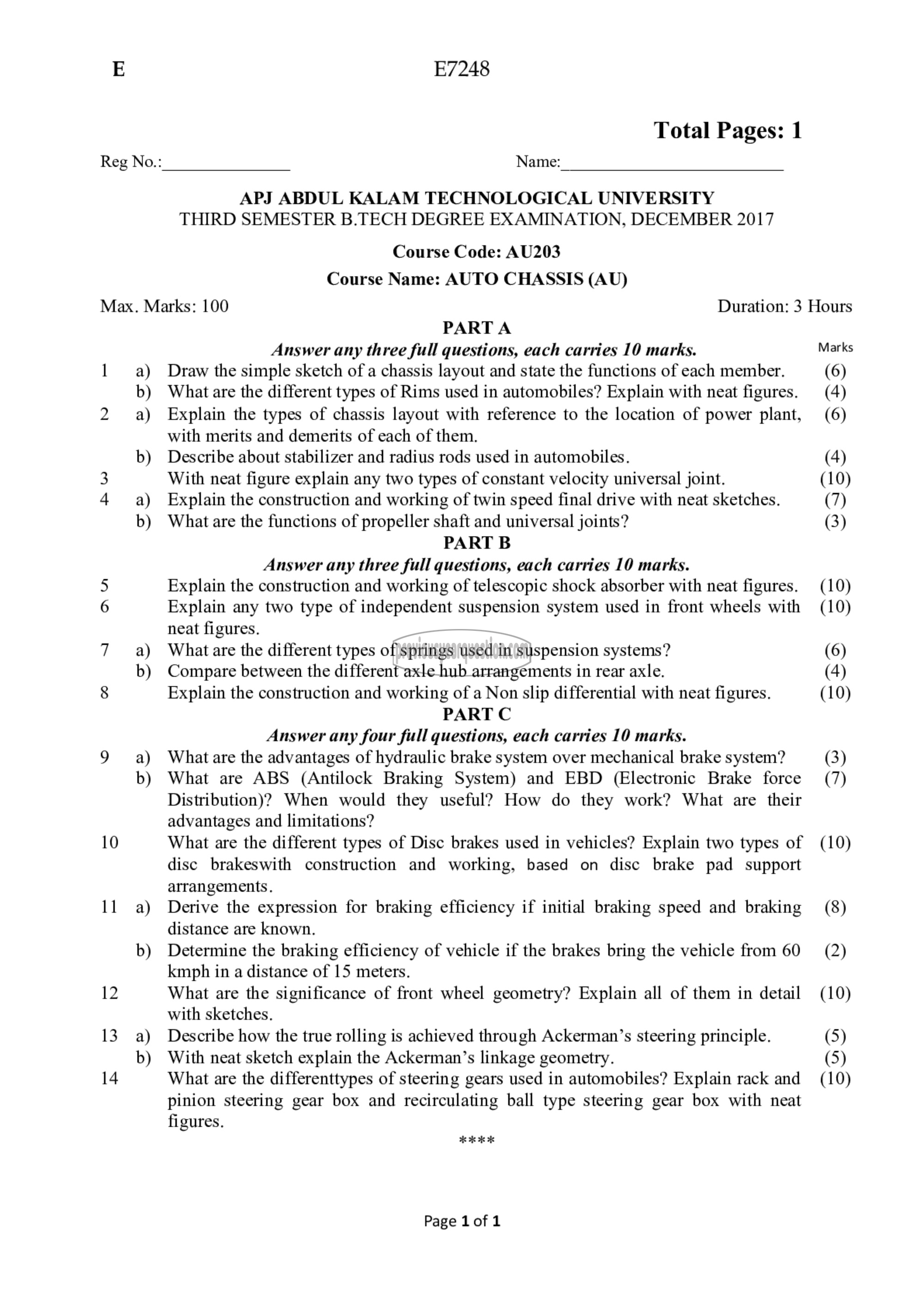 Question Paper - Auto Chassis-1