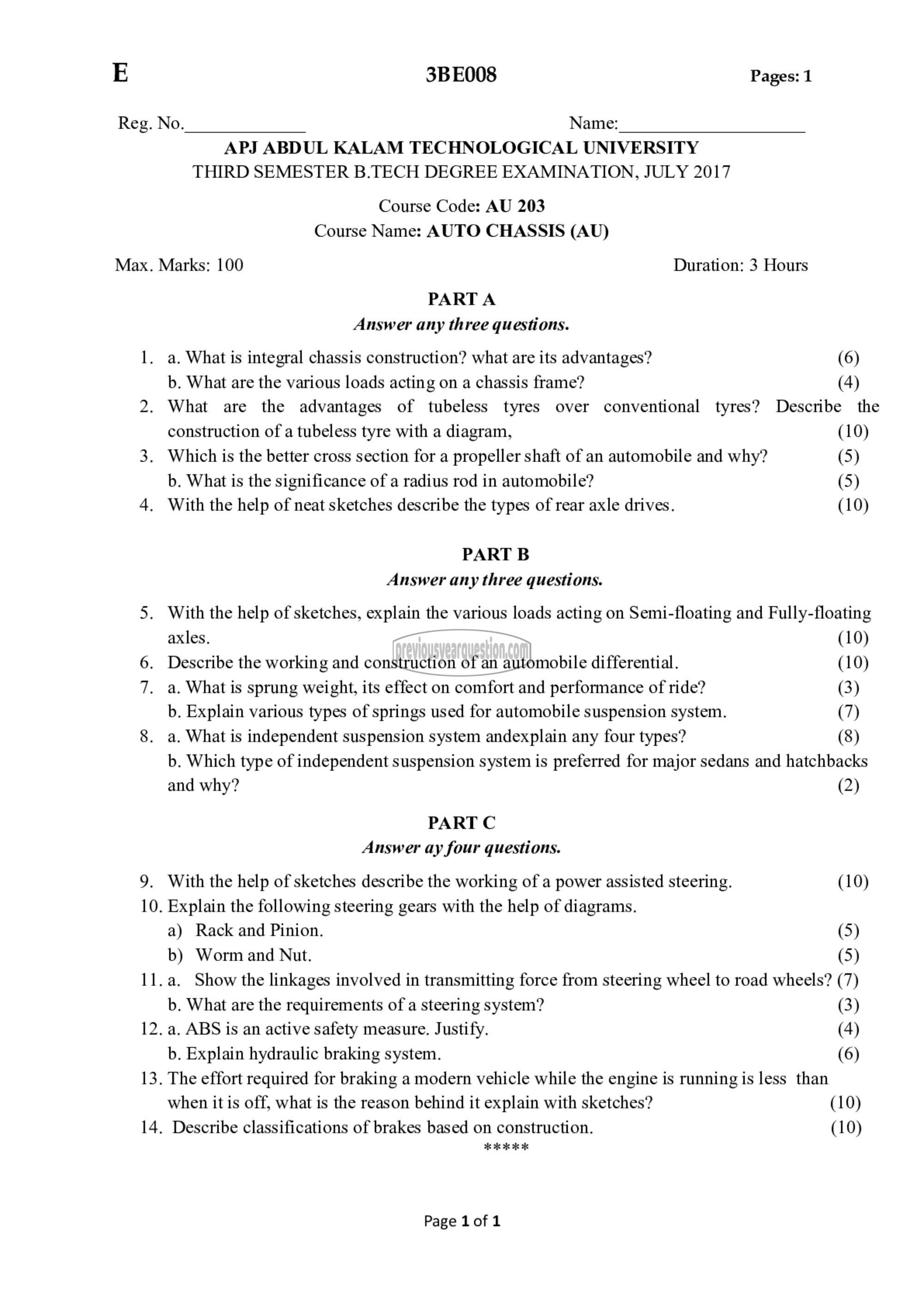 Question Paper - Auto Chassis-1