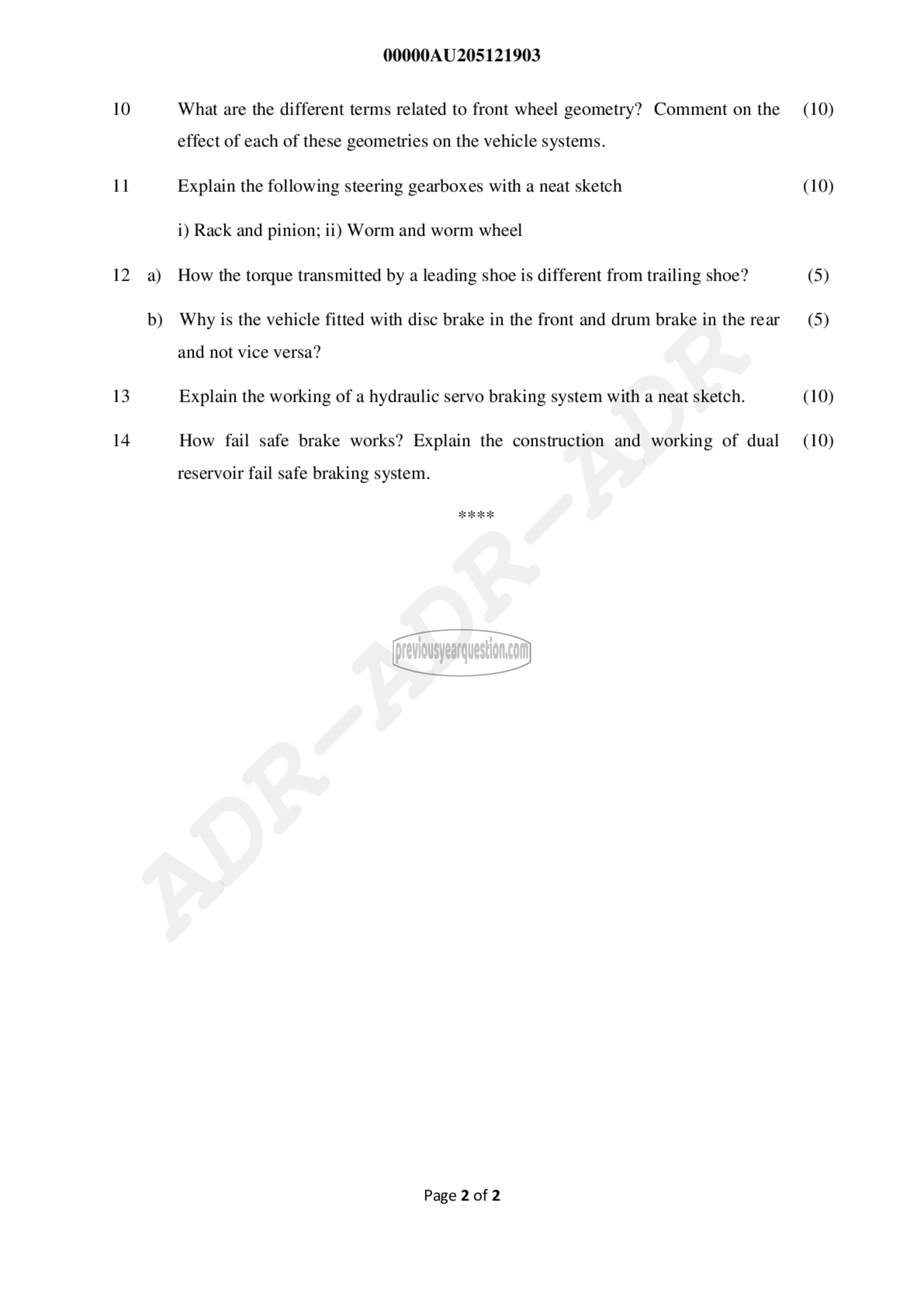 Question Paper - Automotive Chassis-2