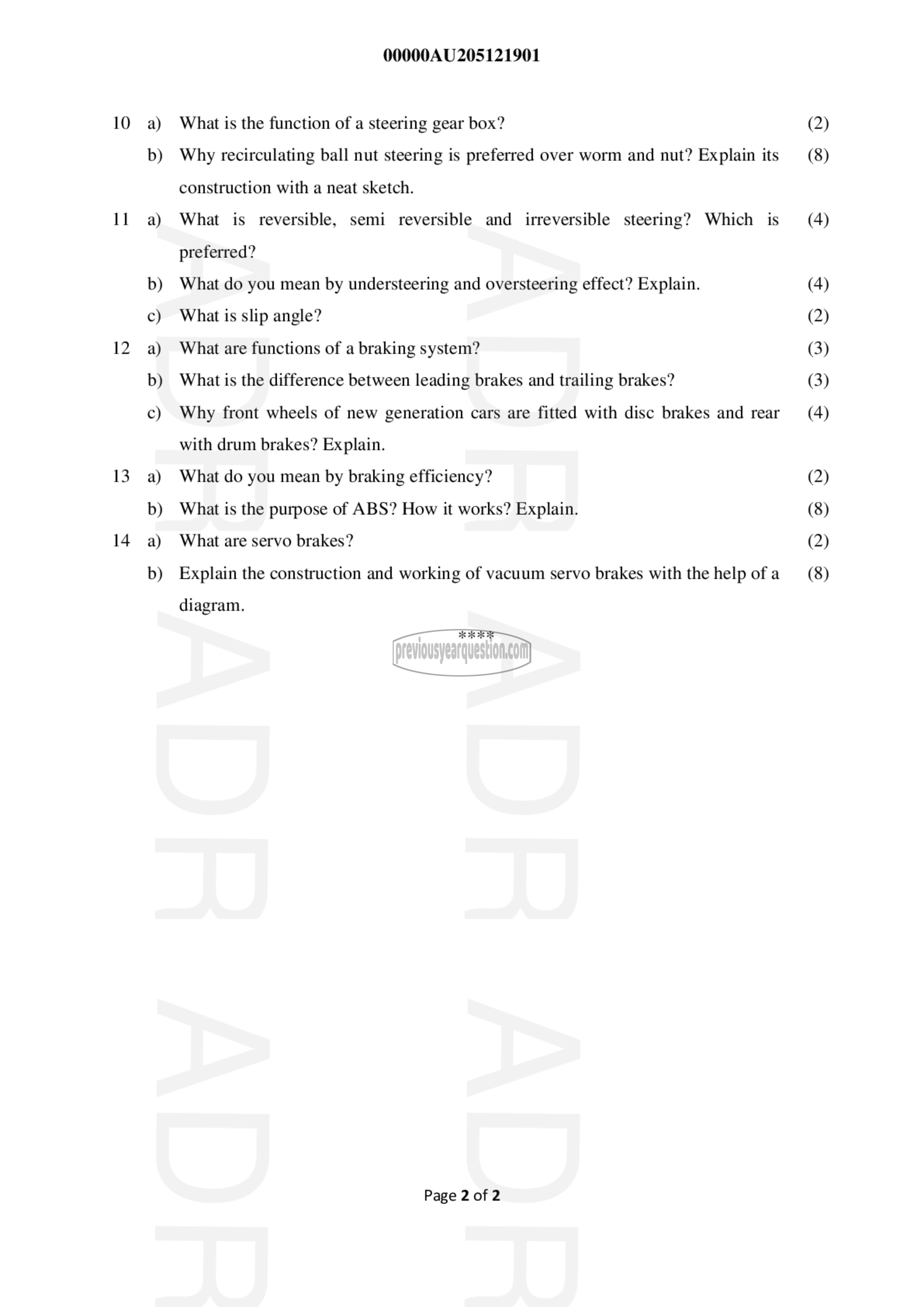 Question Paper - Automotive Chassis-2