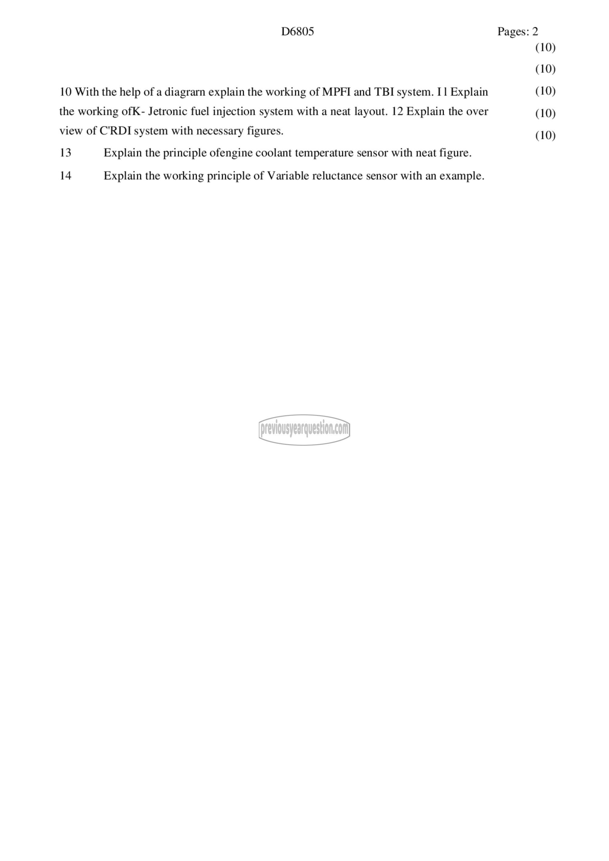 Question Paper - Automotive Electrical and Electronics-2