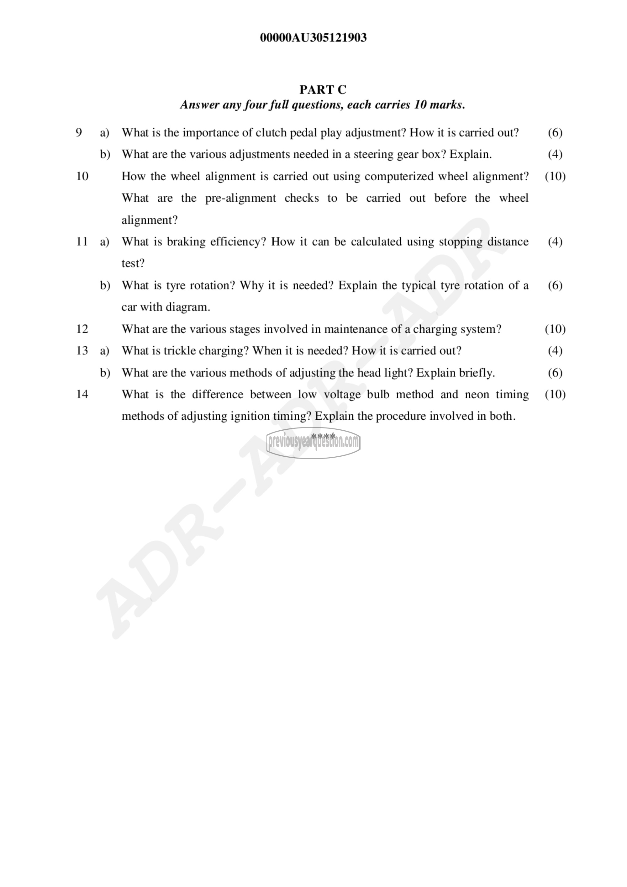 Question Paper - Vehicle Maintenance-2