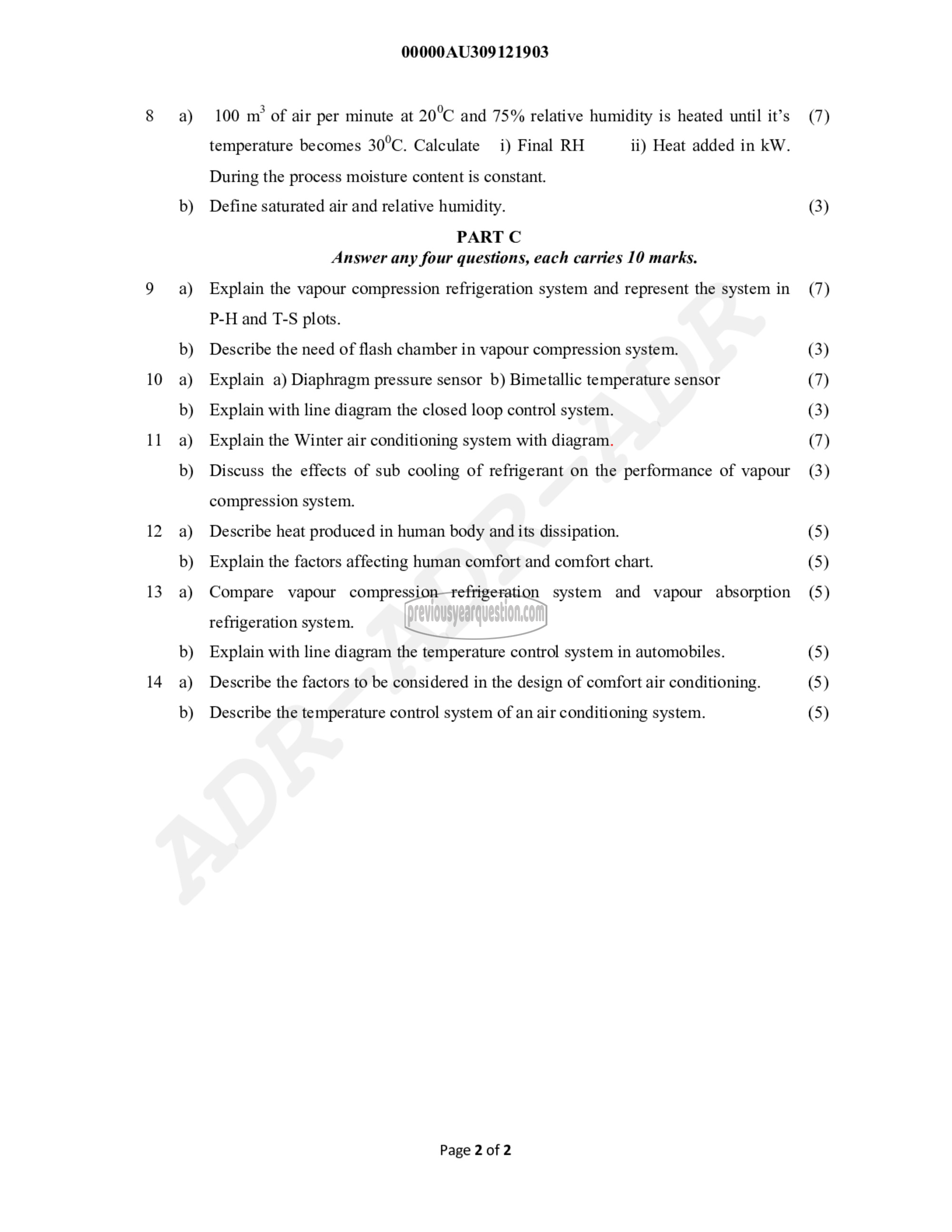 Question Paper - Heating, Ventilating & Air Conditioning (HVAC)-2