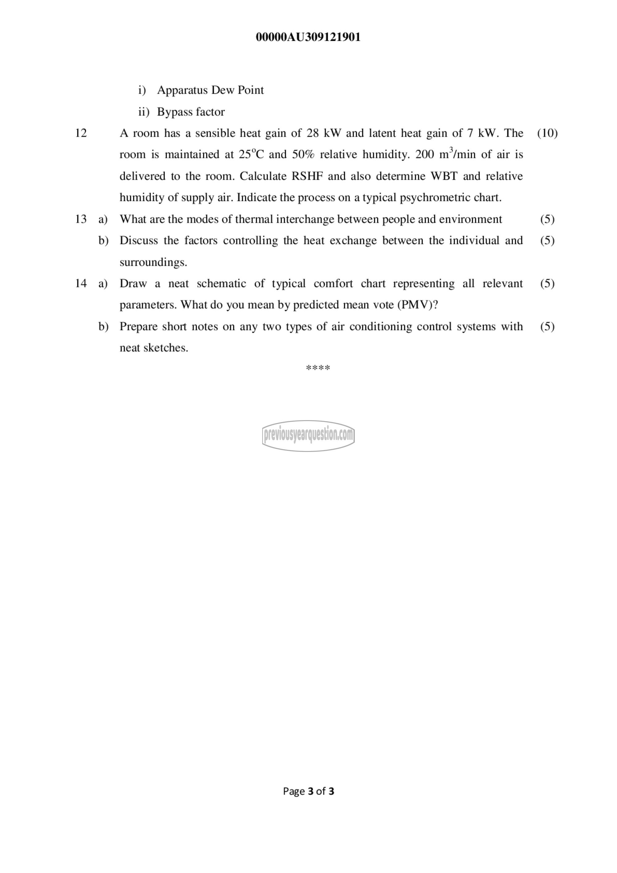 Question Paper - Heating, Ventilating & Air Conditioning (HVAC)-3