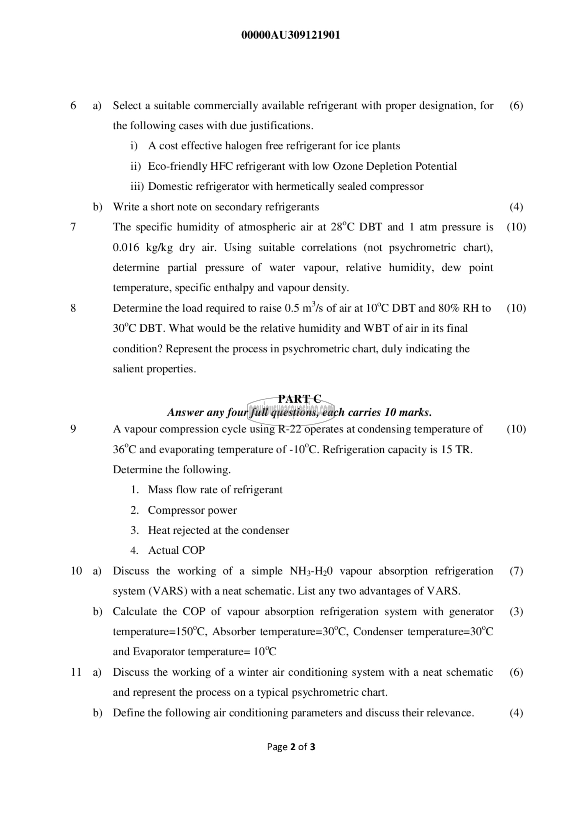 Question Paper - Heating, Ventilating & Air Conditioning (HVAC)-2