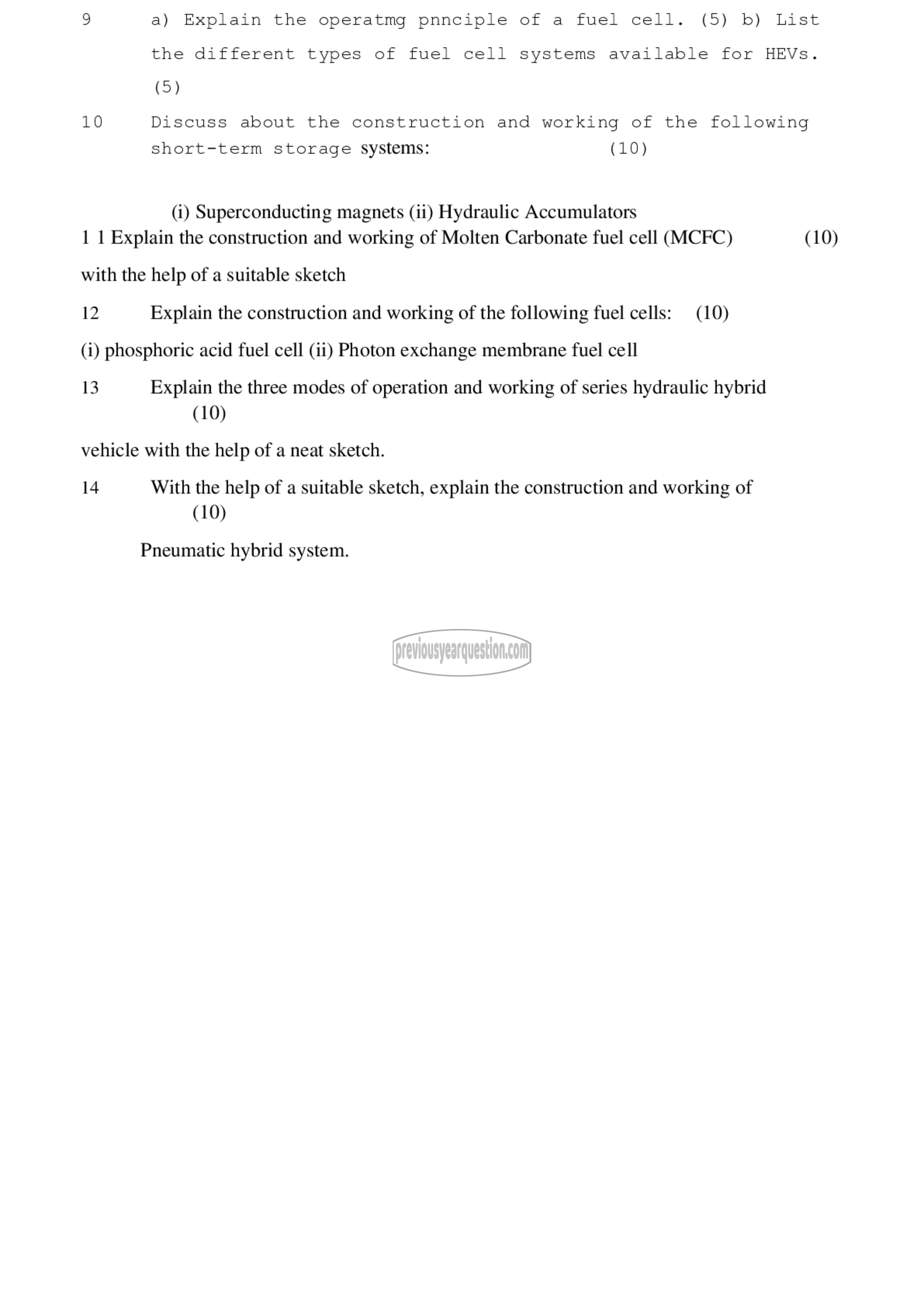 Question Paper - Hybrid and Fuel Cell Vehicles-2