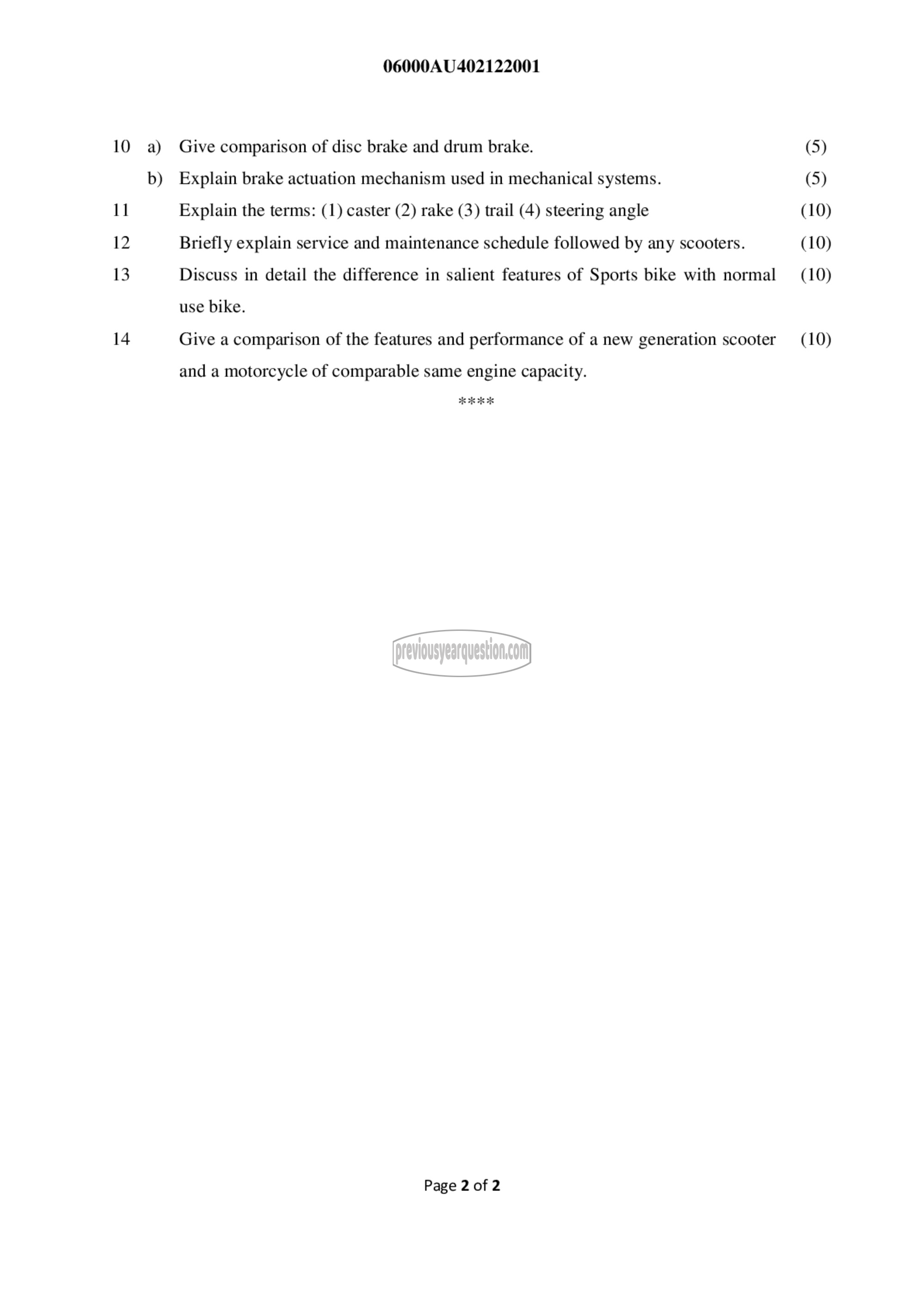 Question Paper - Two and Three Wheelers-2