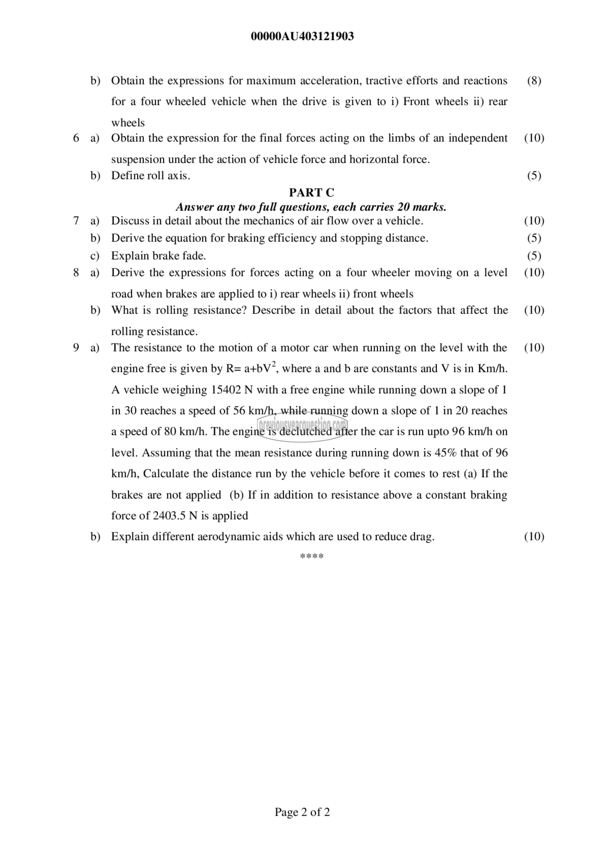 Question Paper - Vehicle Dynamics-2