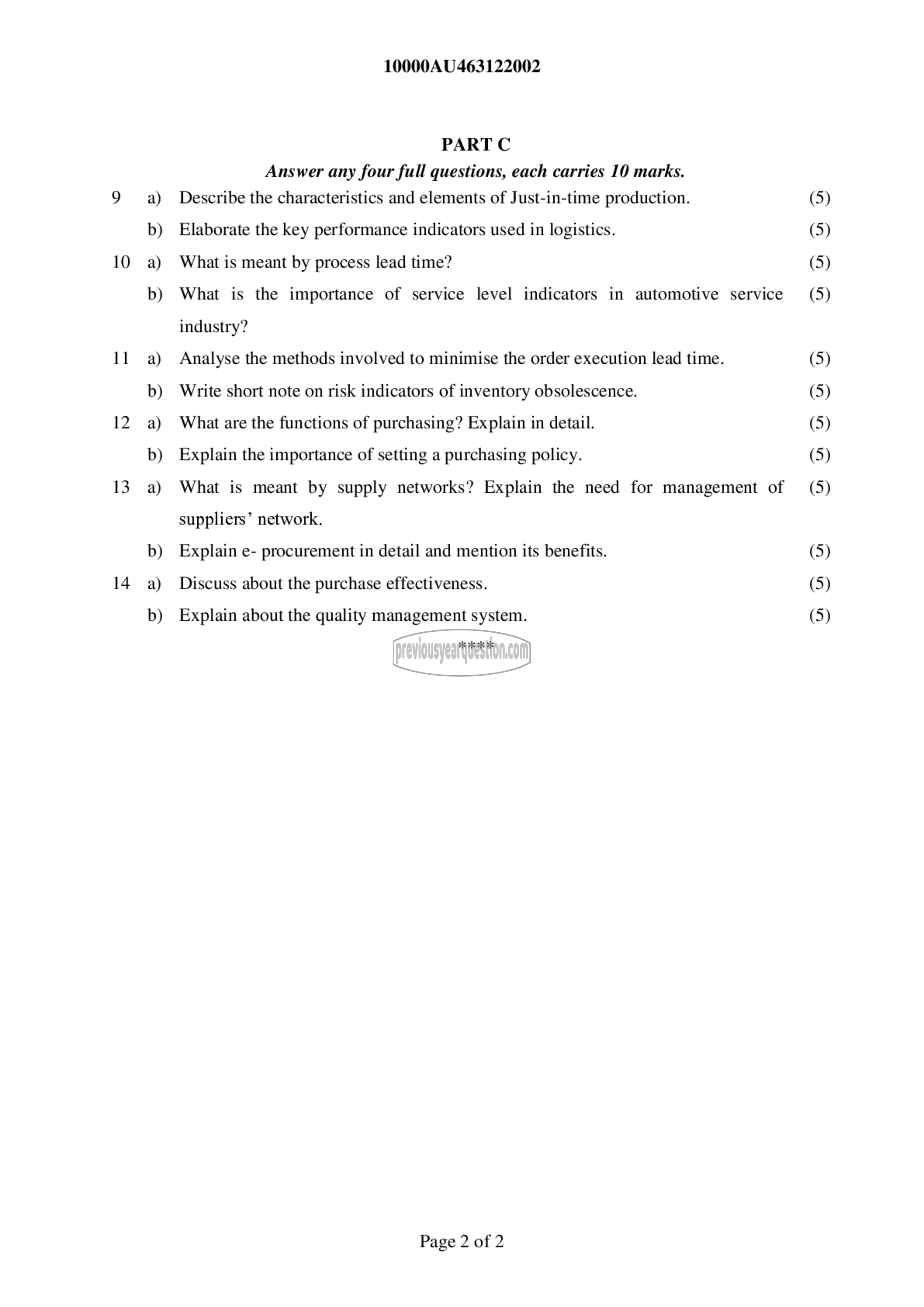 Question Paper - Operation Management in Auto Industry-2