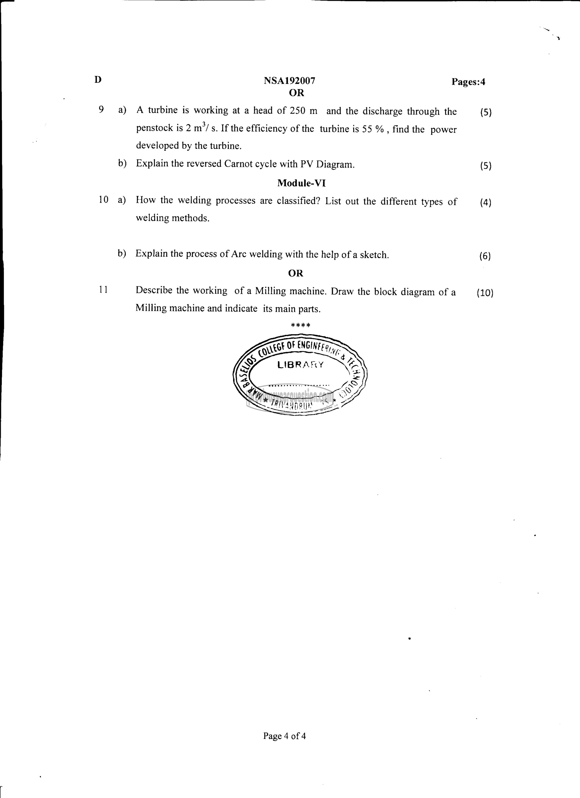 Question Paper - BASICS OF CIVIL & MECHANICAL ENGINEERING-4