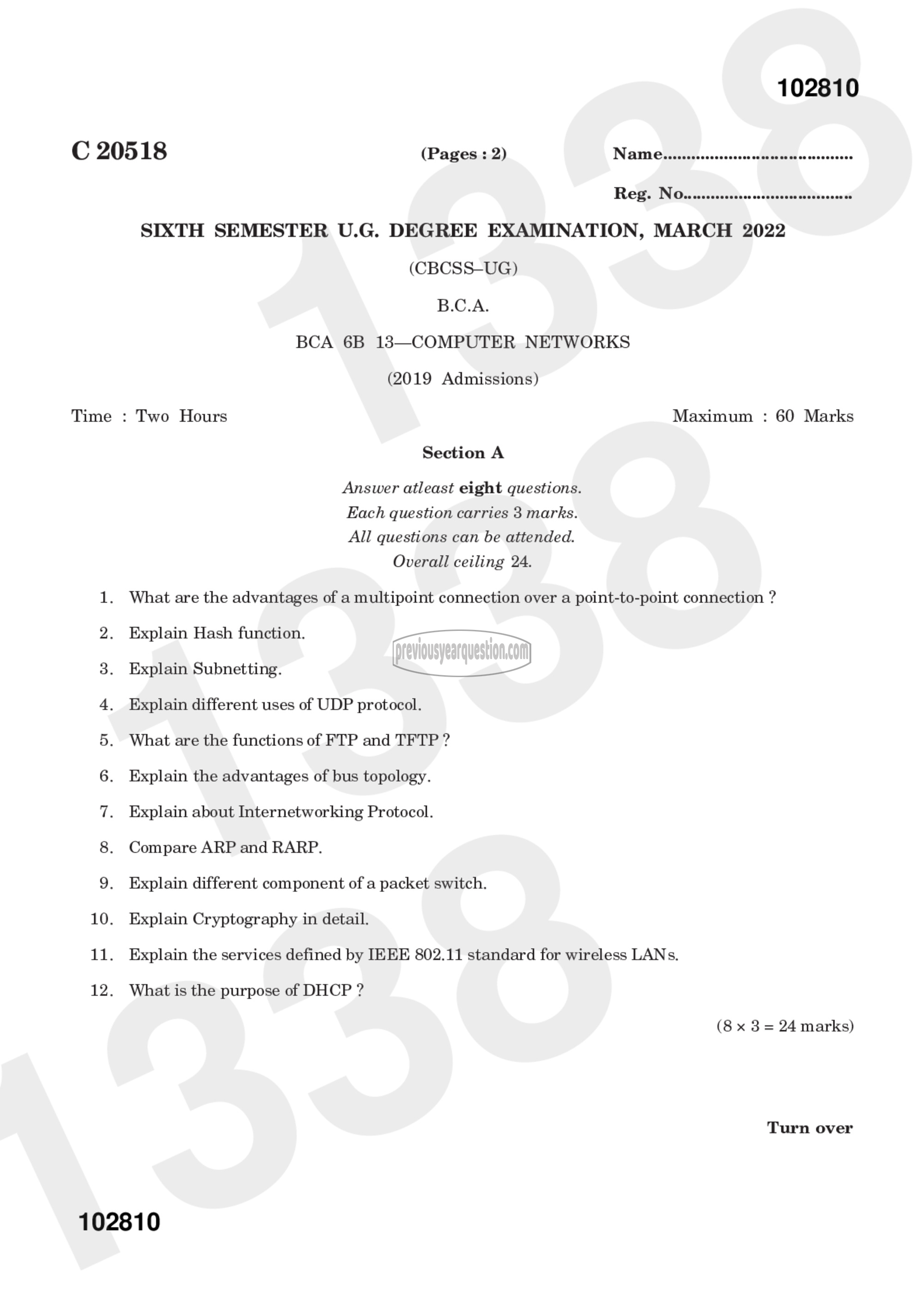 Question Paper - Computer Networks-1