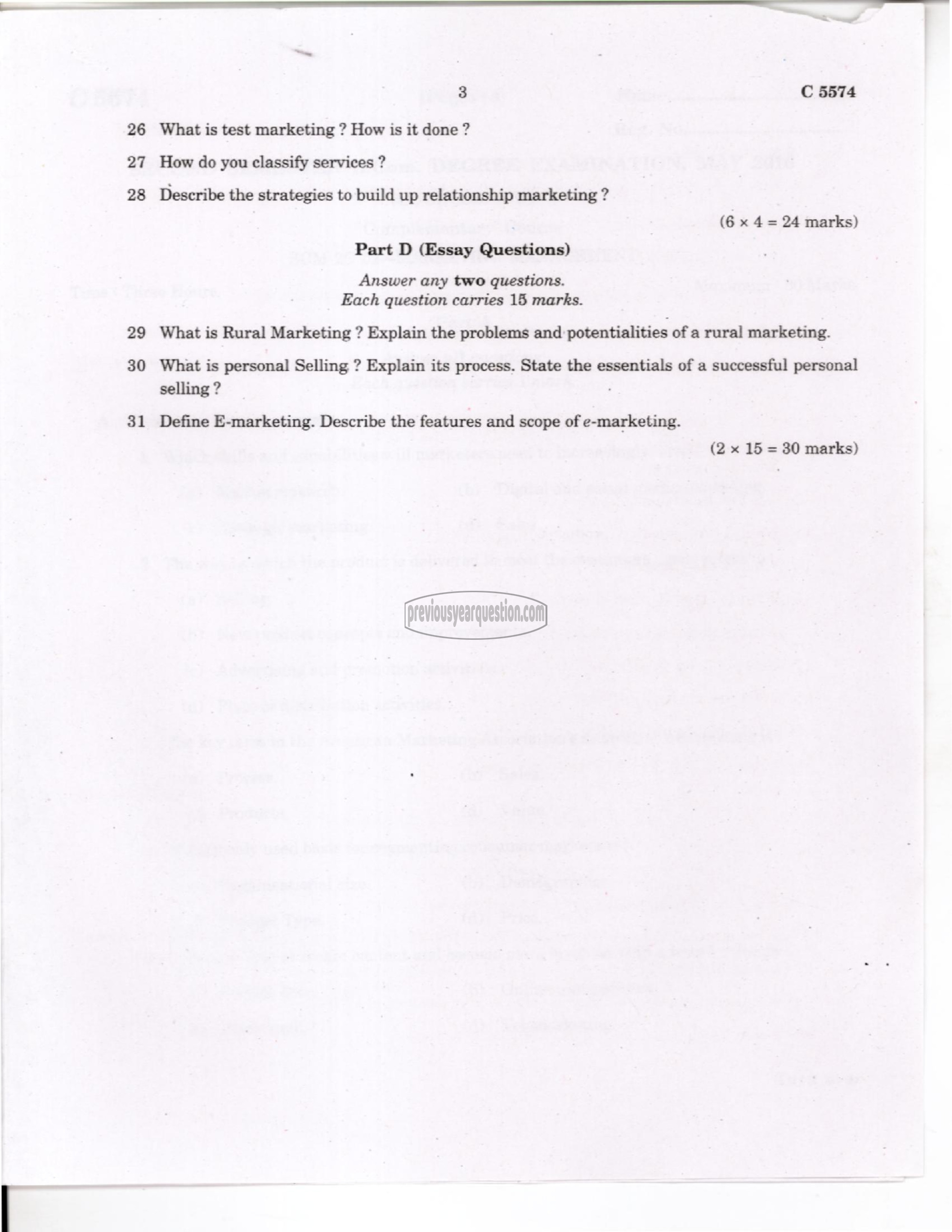 Question Paper - Marketing Management-3