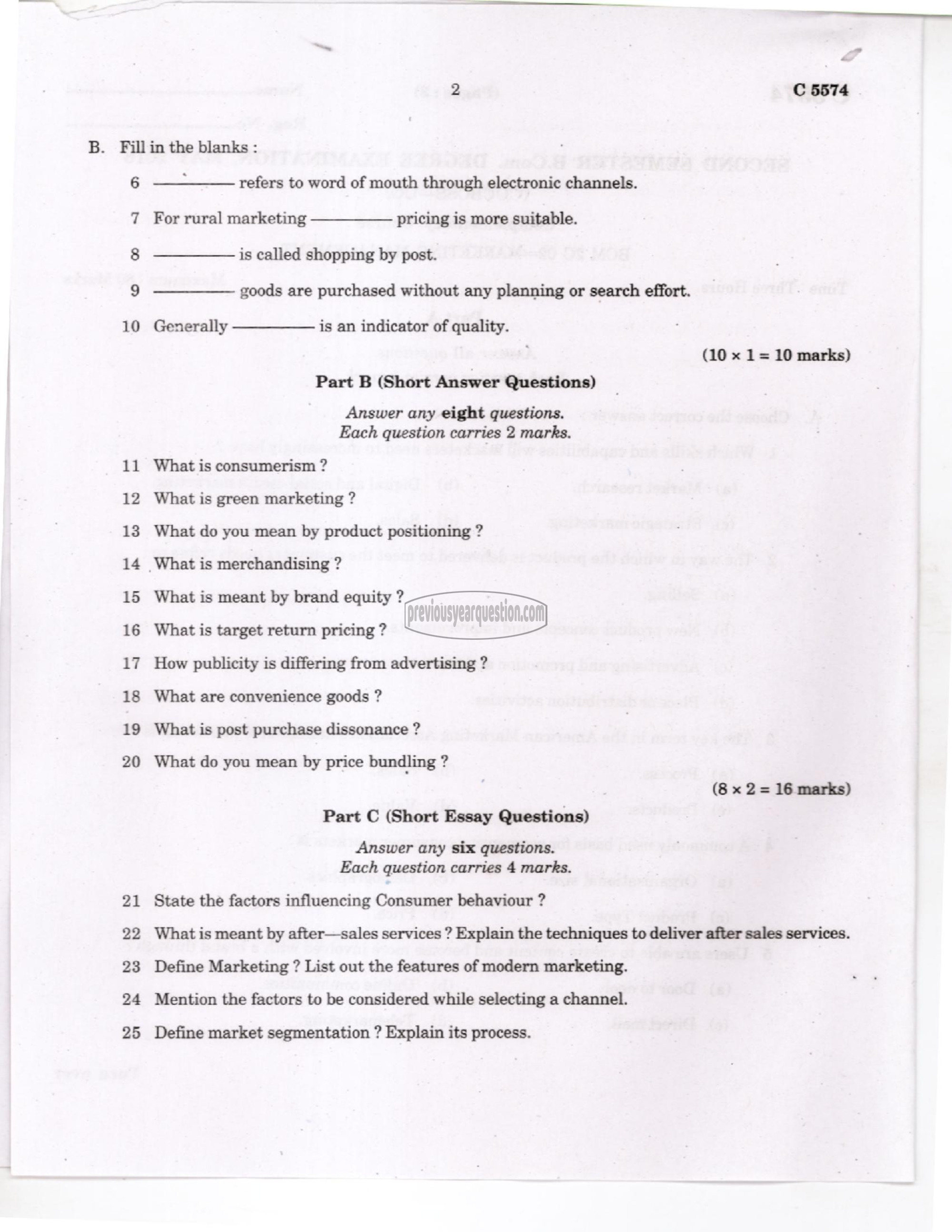 Question Paper - Marketing Management-2