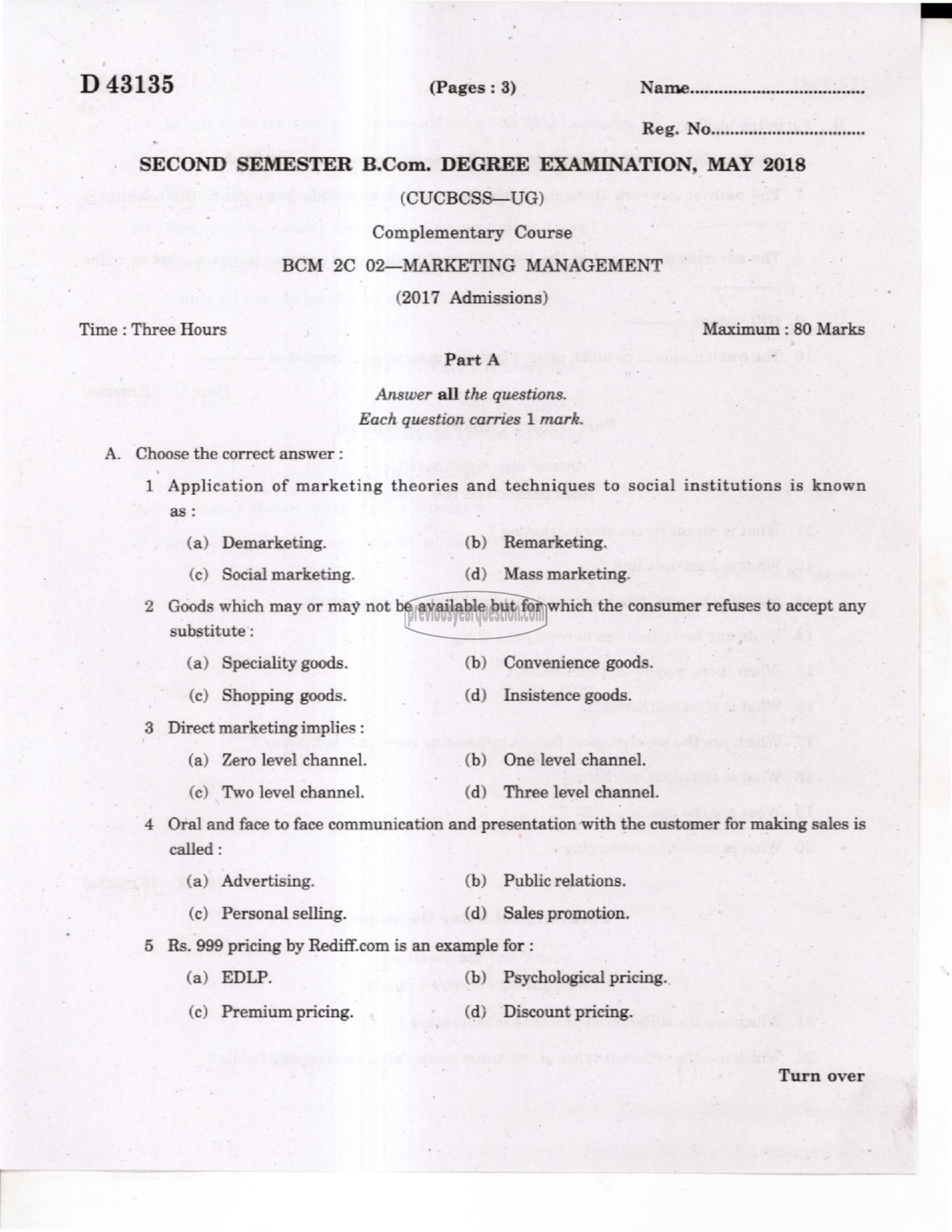 Question Paper - Marketing Management-1