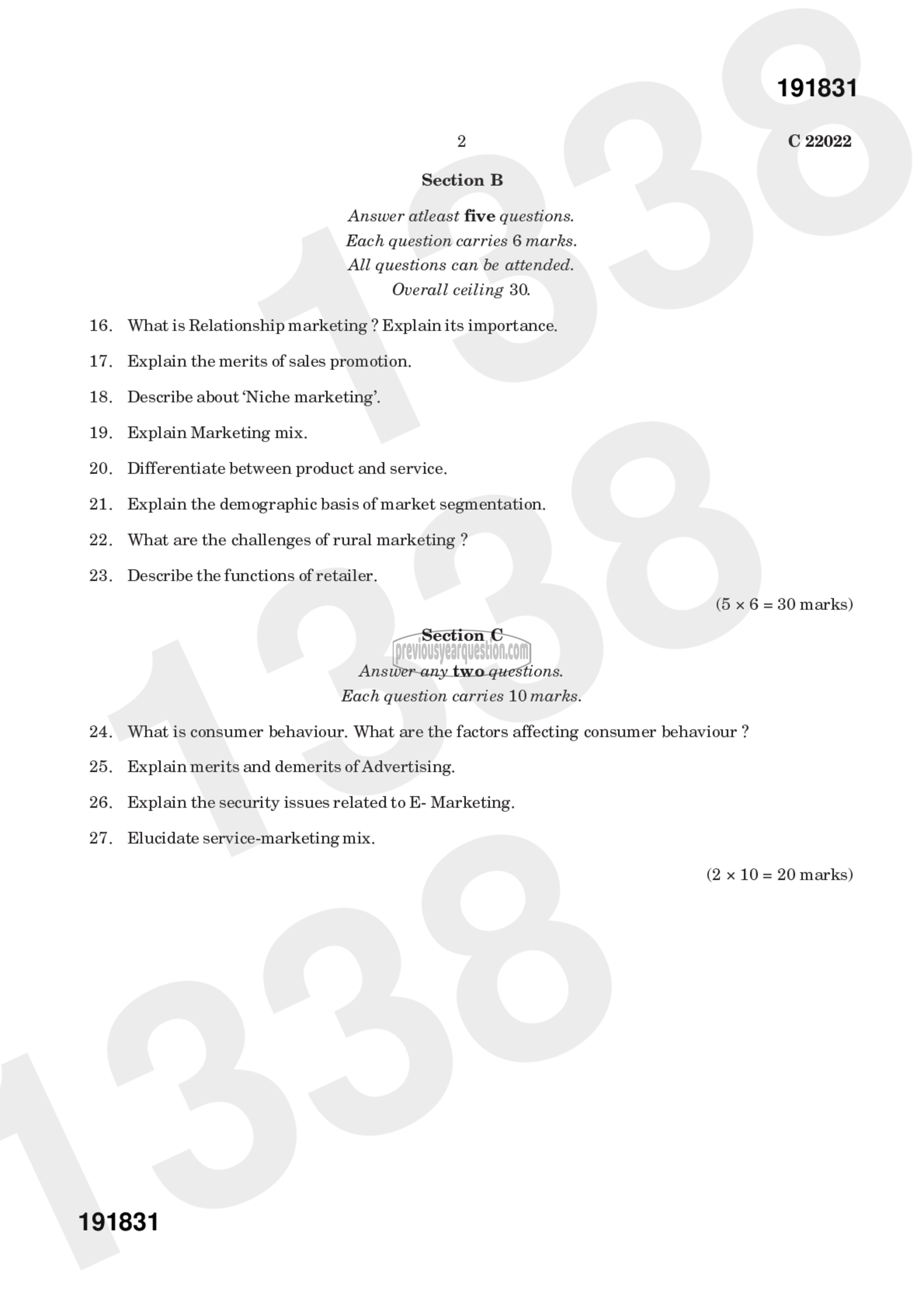 Question Paper - Marketing Management-2