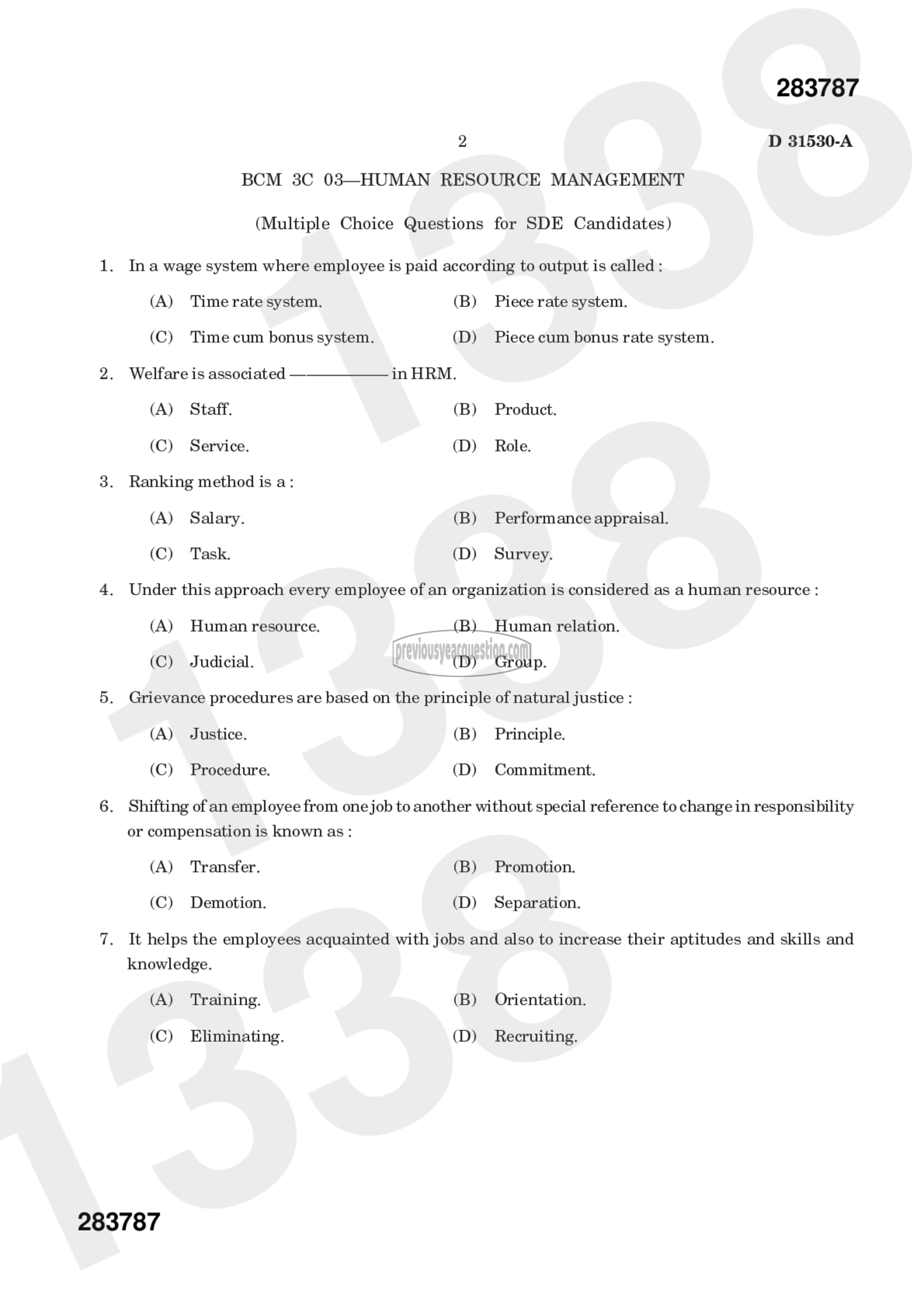 Question Paper - Human Resource Management-5