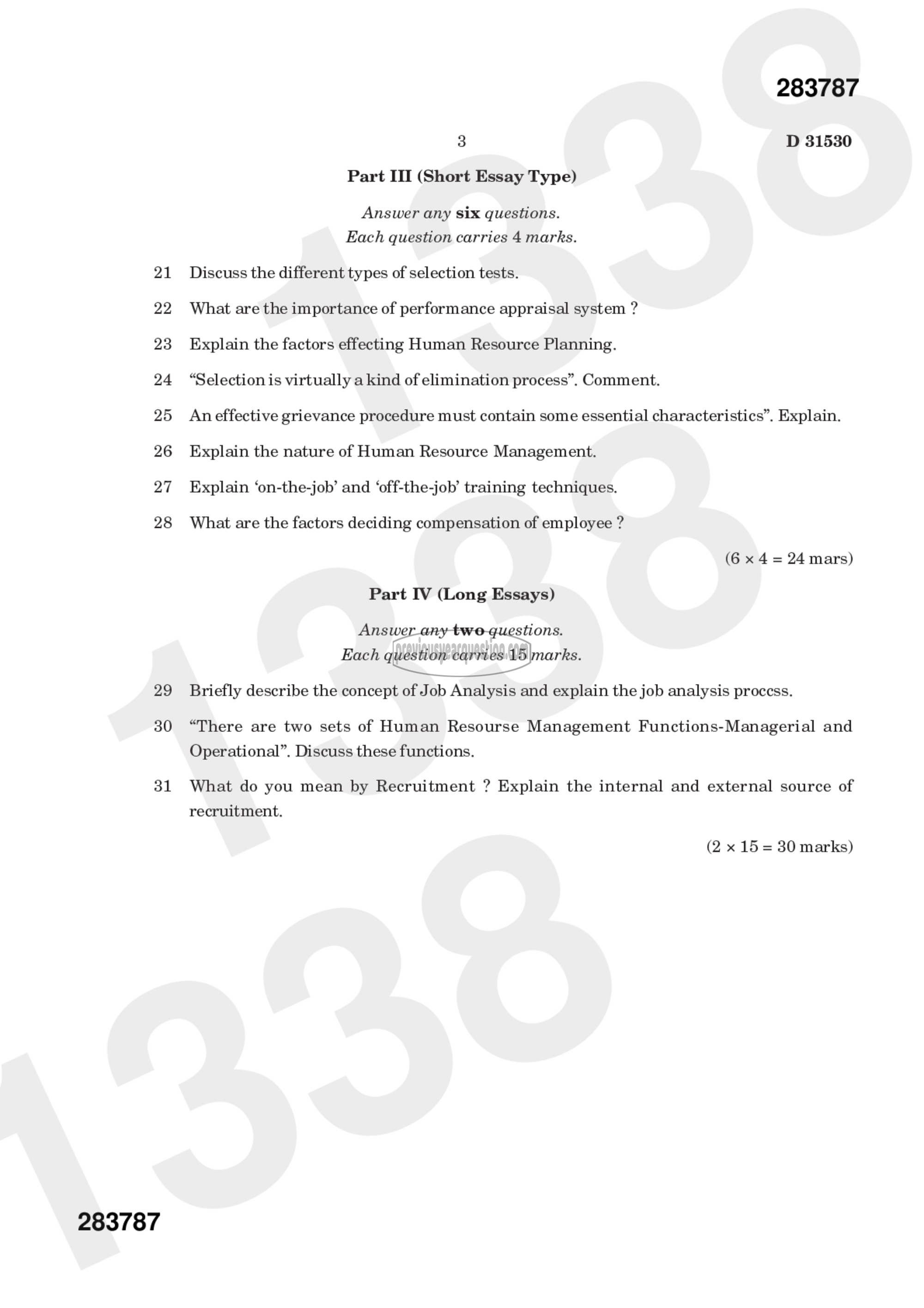 Question Paper - Human Resource Management-3