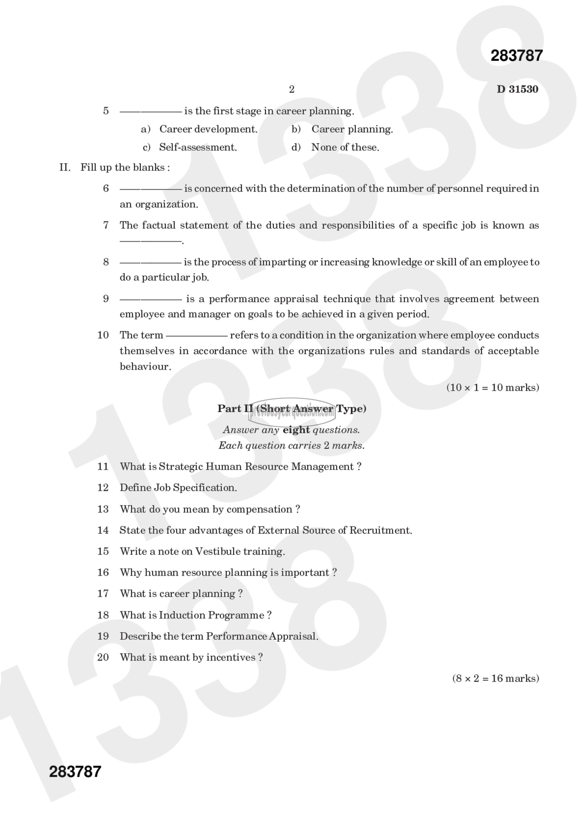 Question Paper - Human Resource Management-2