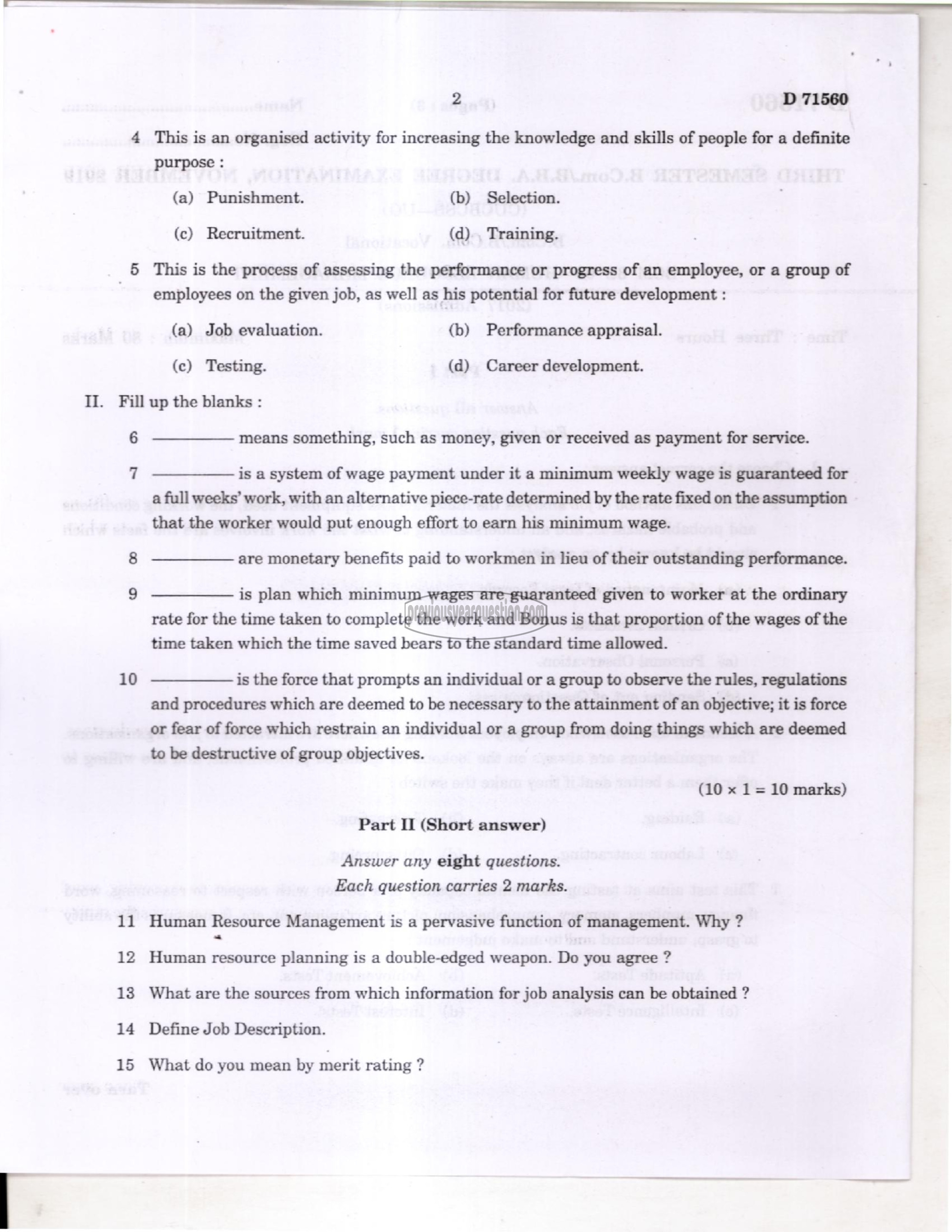 Question Paper - Human Resource Management-2