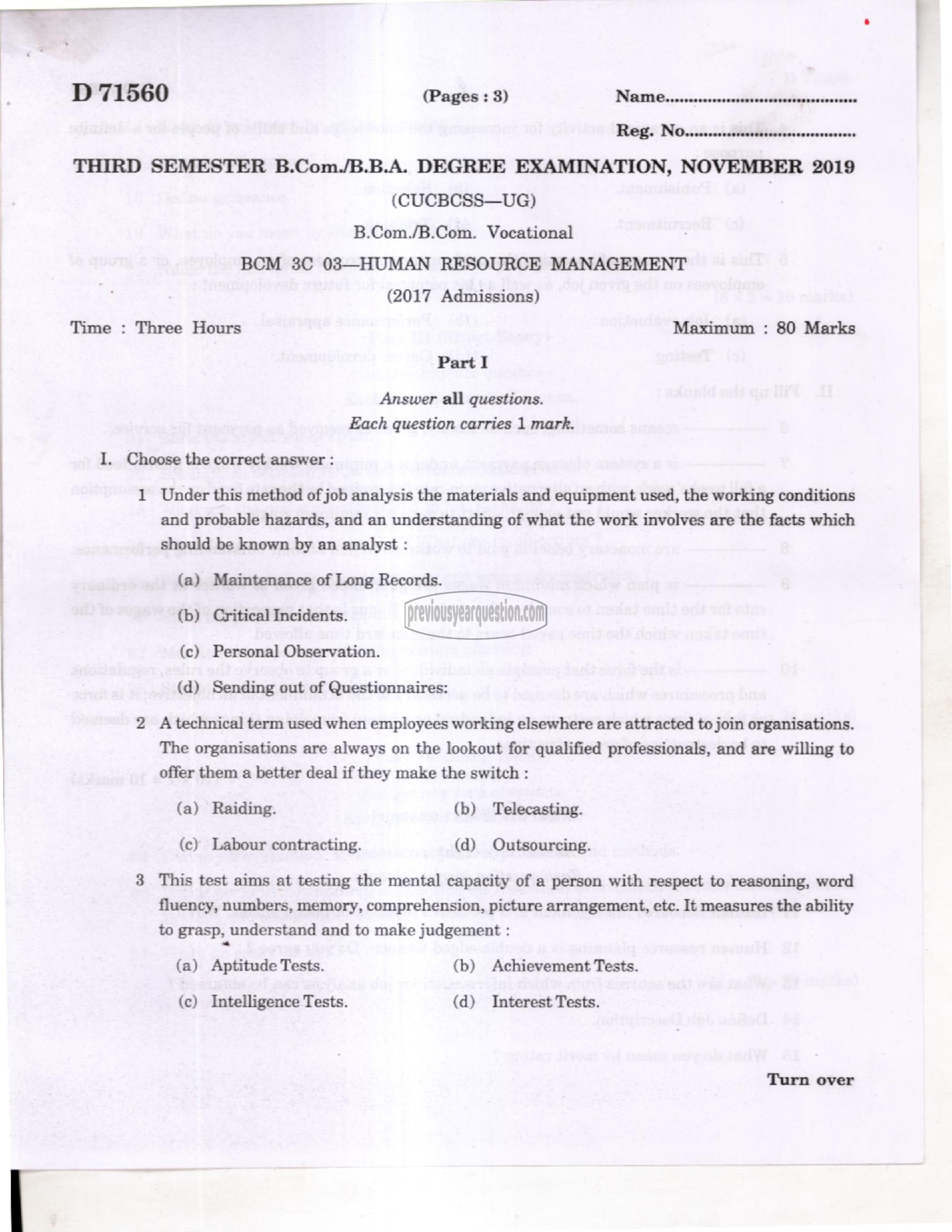 Question Paper - Human Resource Management-1