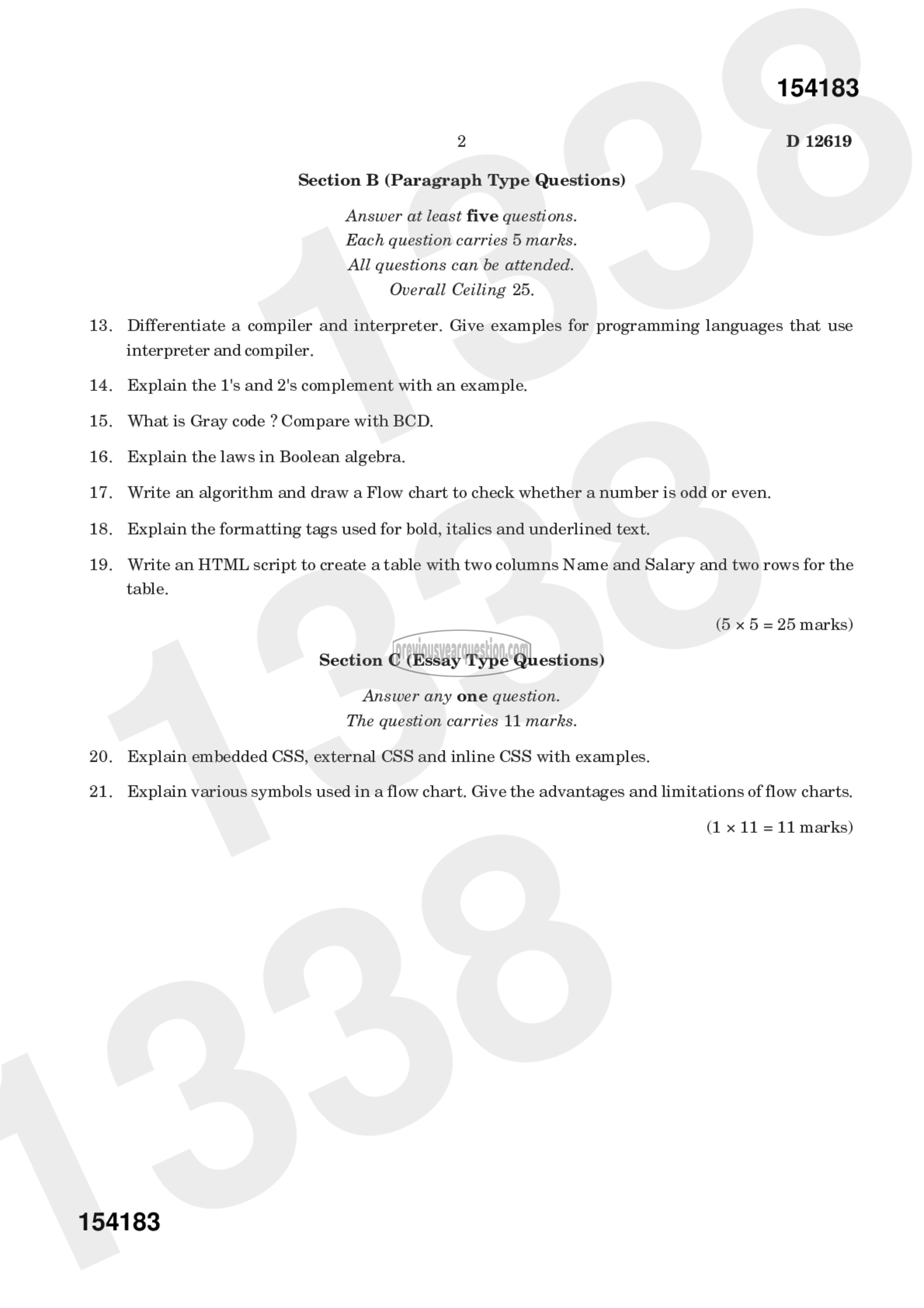 Question Paper - Computer Fundamentals & HTML-2