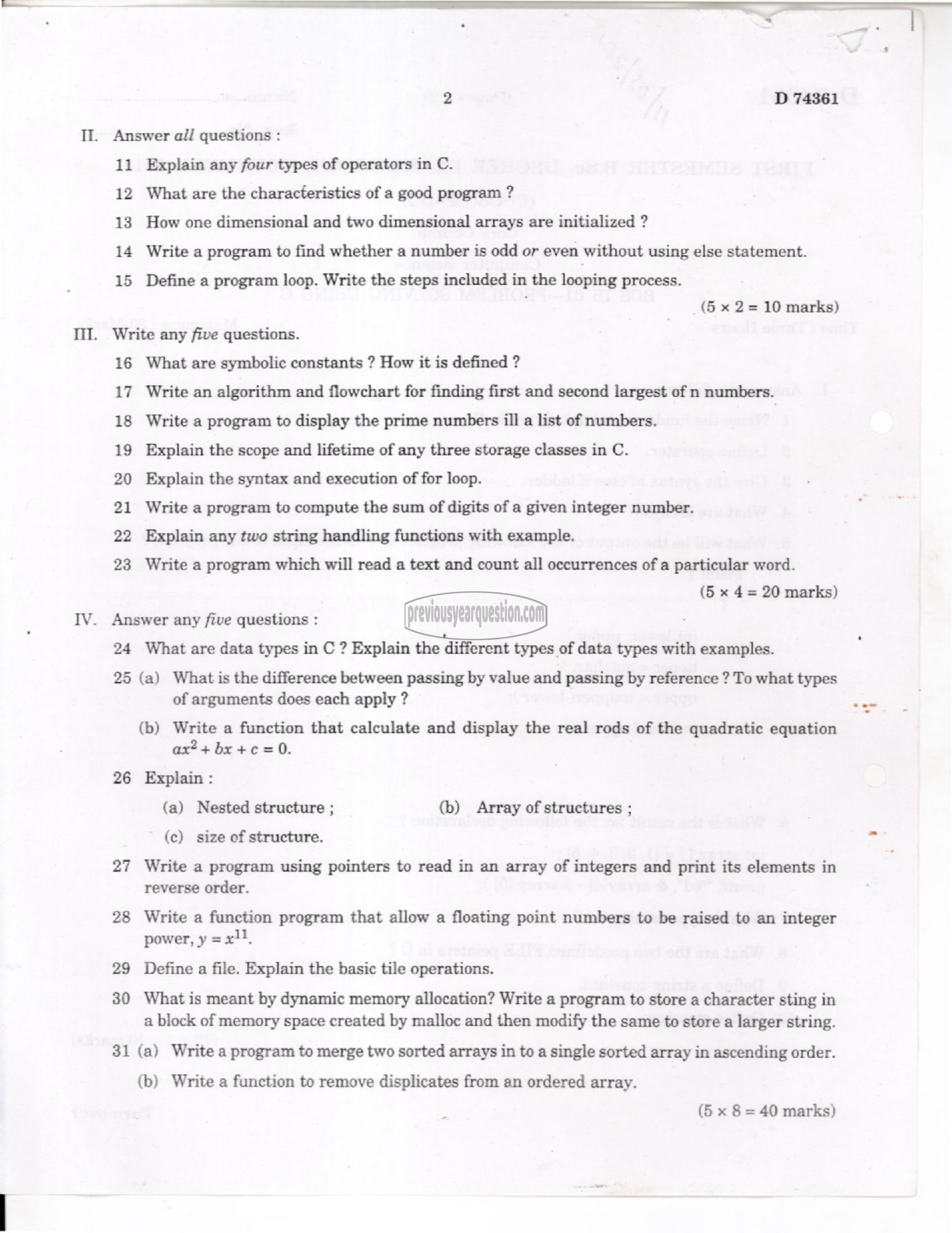 Question Paper - Computer Fundamentals & HTML-2