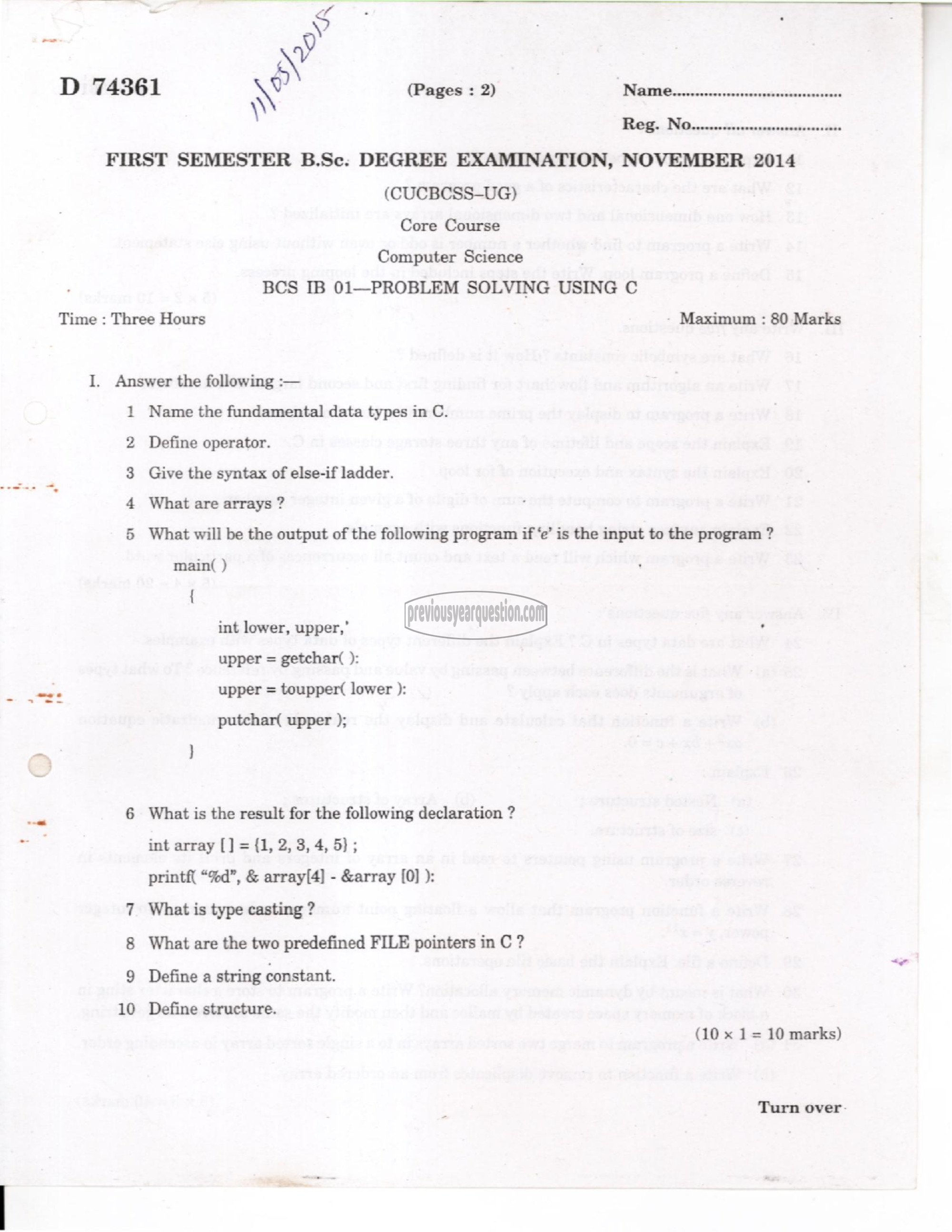 Question Paper - Computer Fundamentals & HTML-1