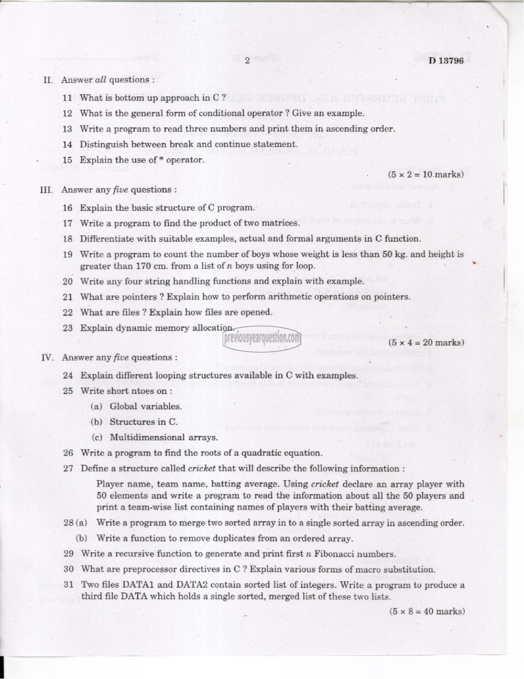 Question Paper - Computer Fundamentals & HTML-2