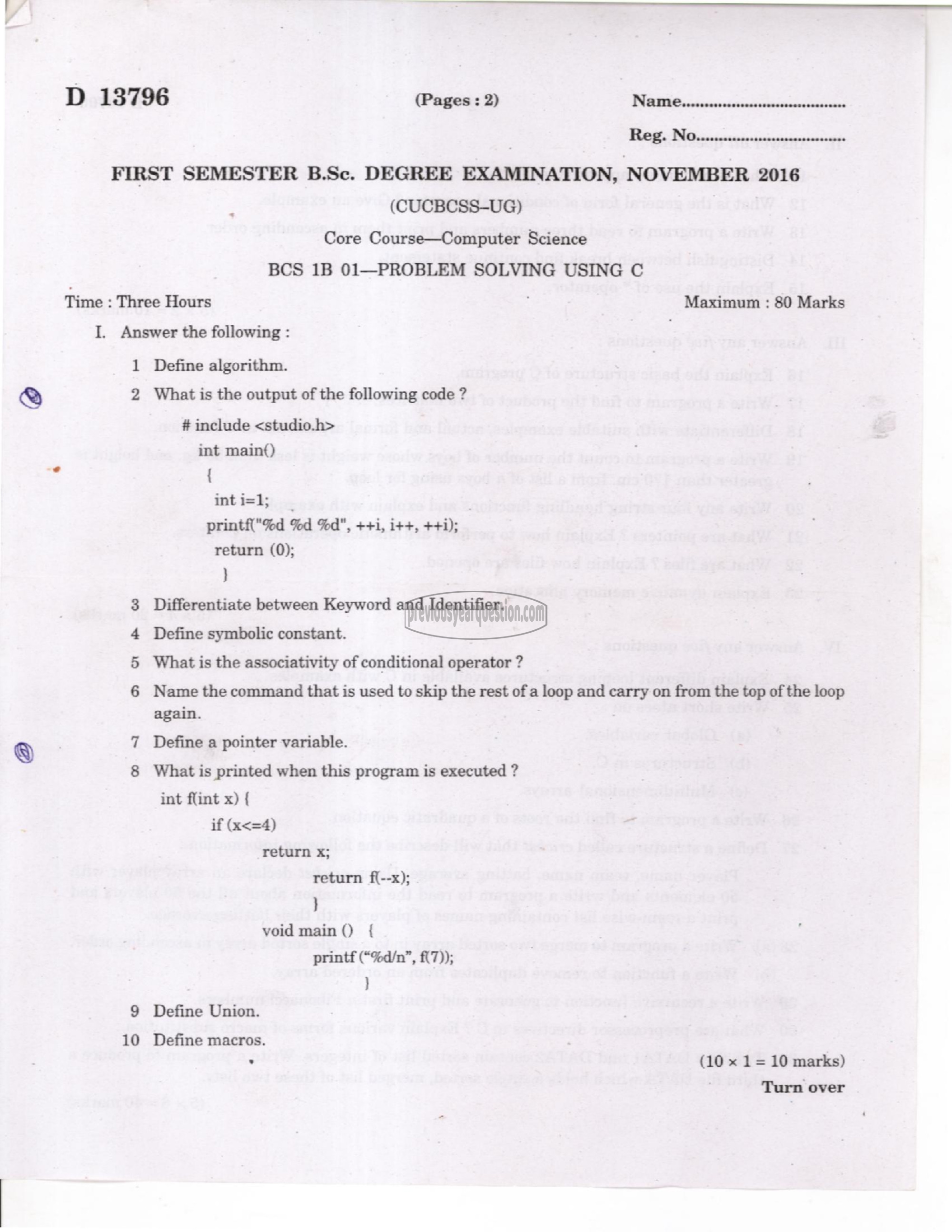 Question Paper - Computer Fundamentals & HTML-1