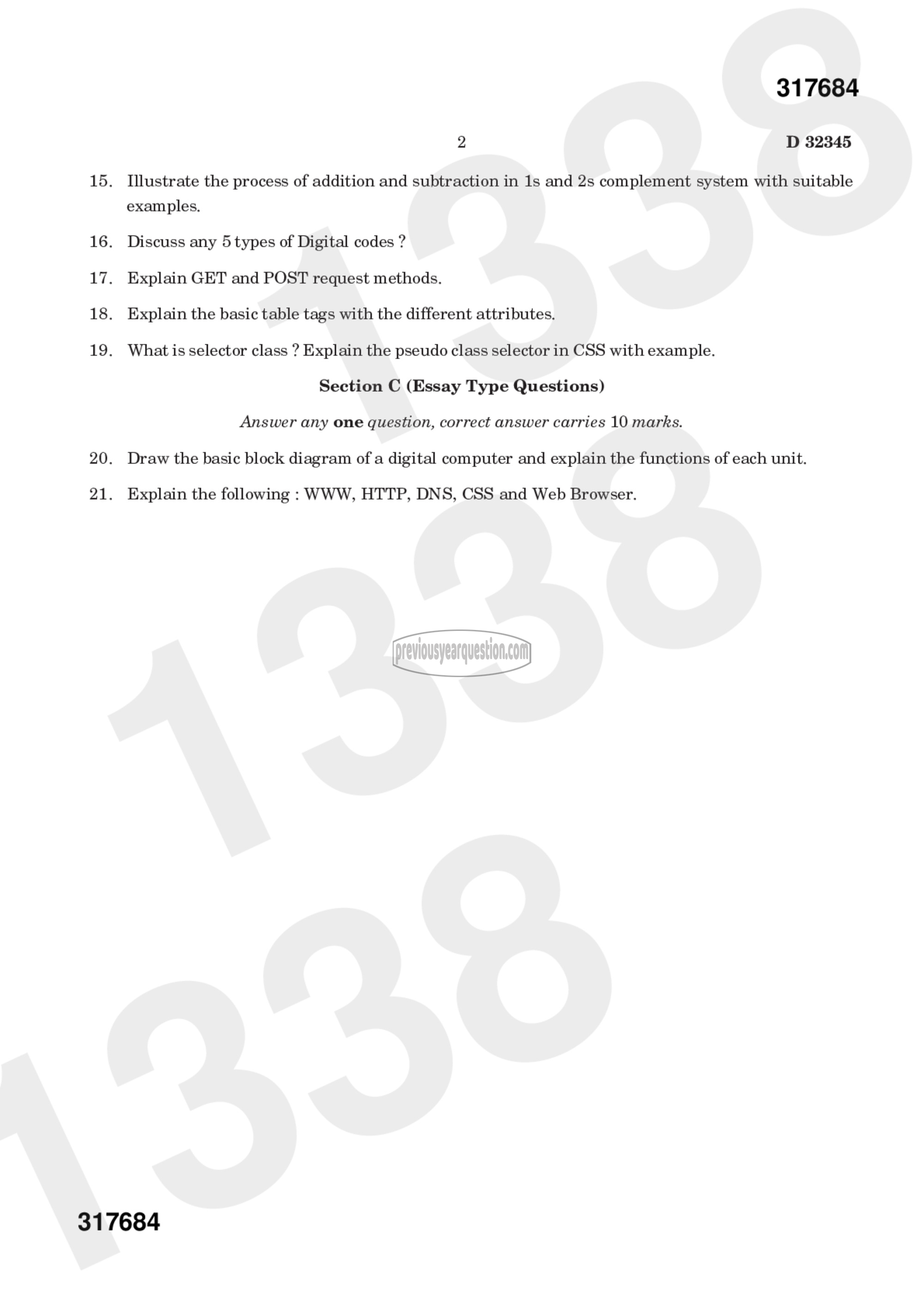 Question Paper - Computer Fundamentals & HTML-2