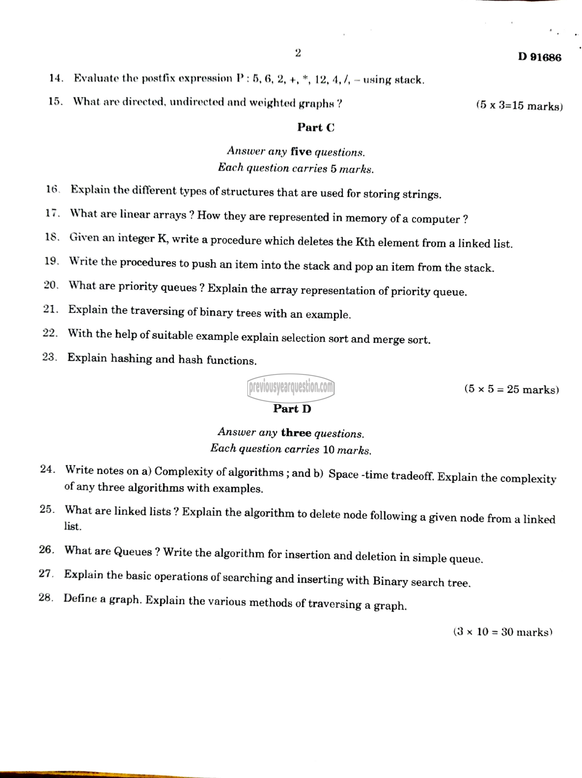 Question Paper - Data Structures using C-2