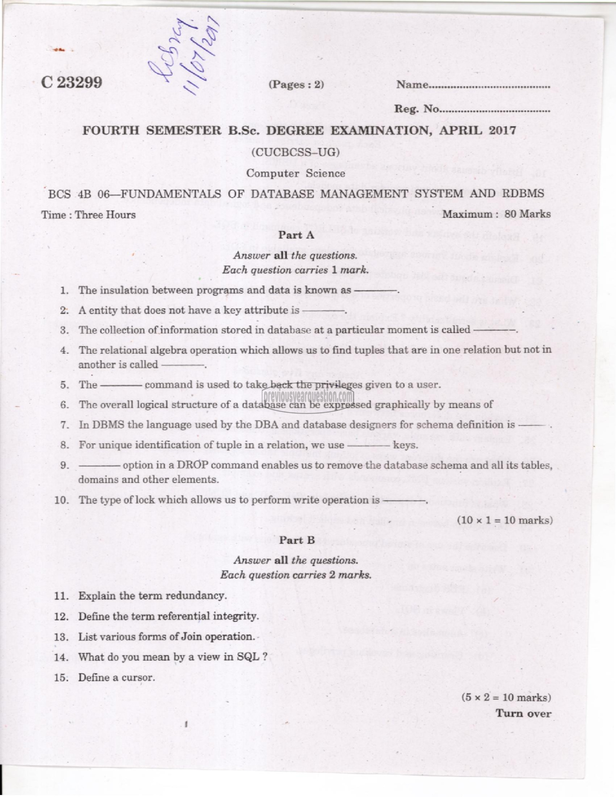 Question Paper - Programming Laboratory II: Data Structures and RDBMS-1