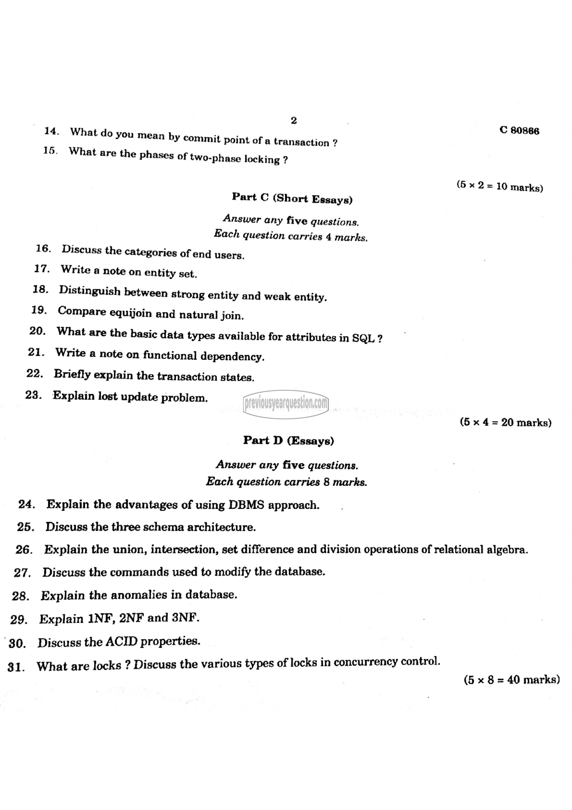 Question Paper - Programming Laboratory II: Data Structures and RDBMS-2