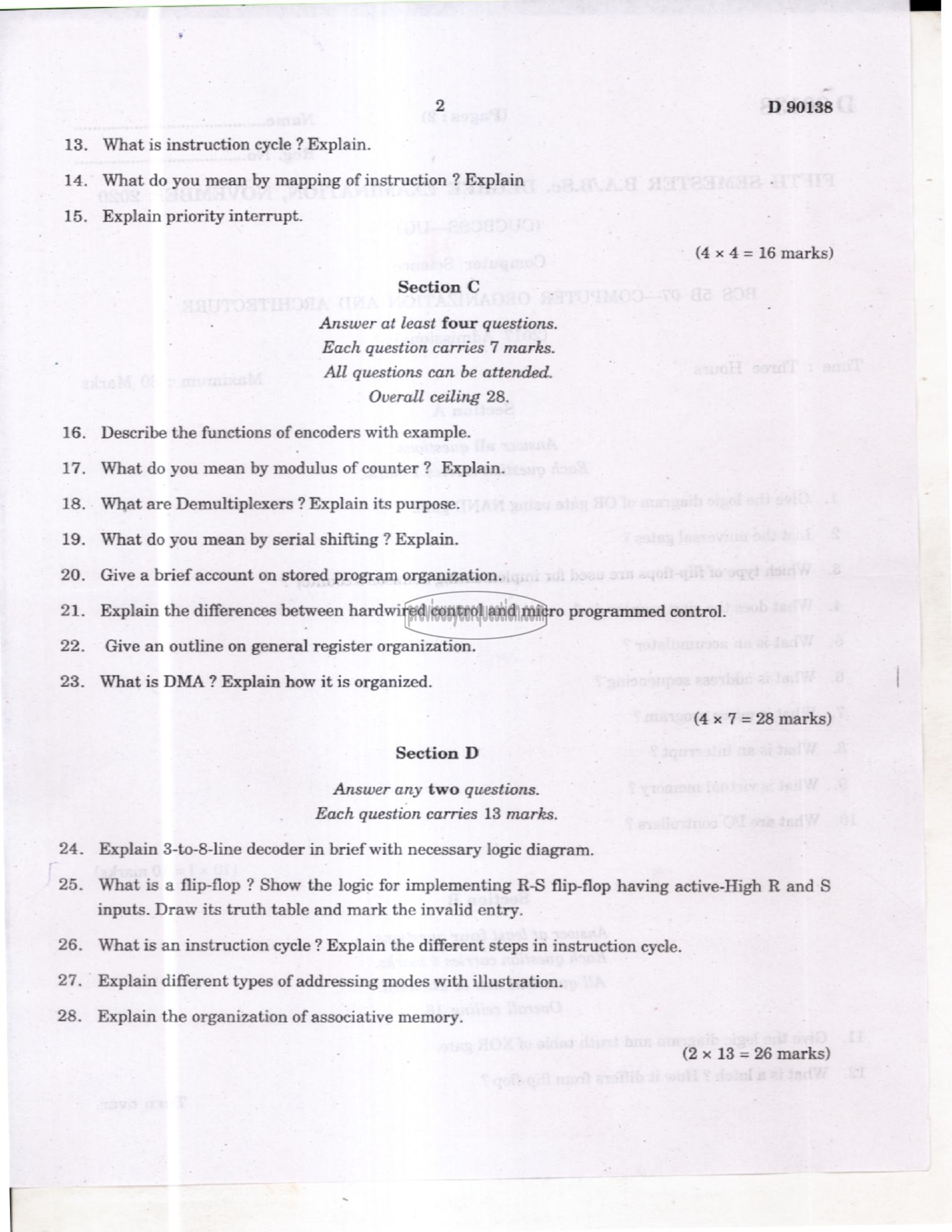 Question Paper - Computer Organization and Architecture-2