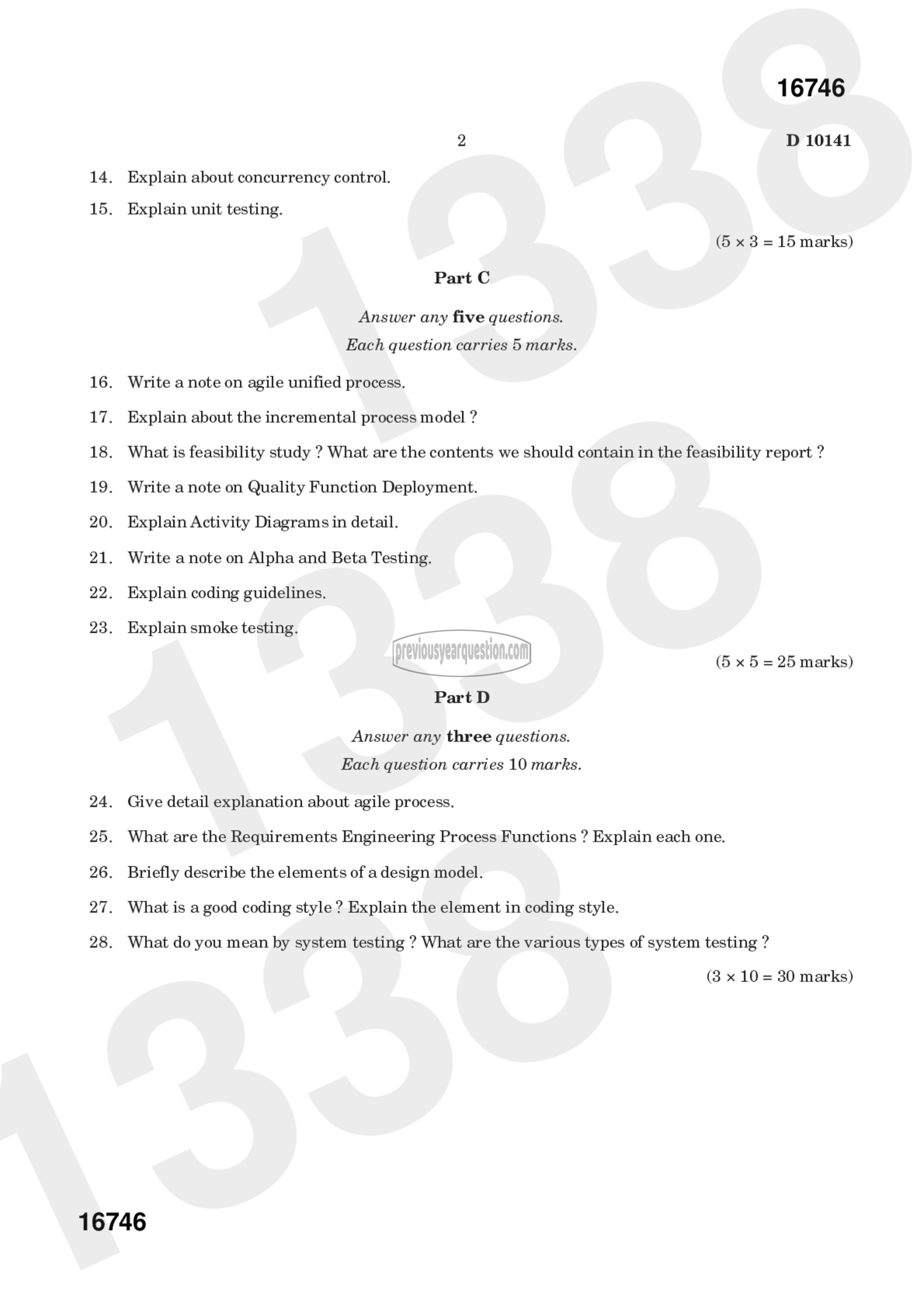 Question Paper - Principles of Software Engineering-2