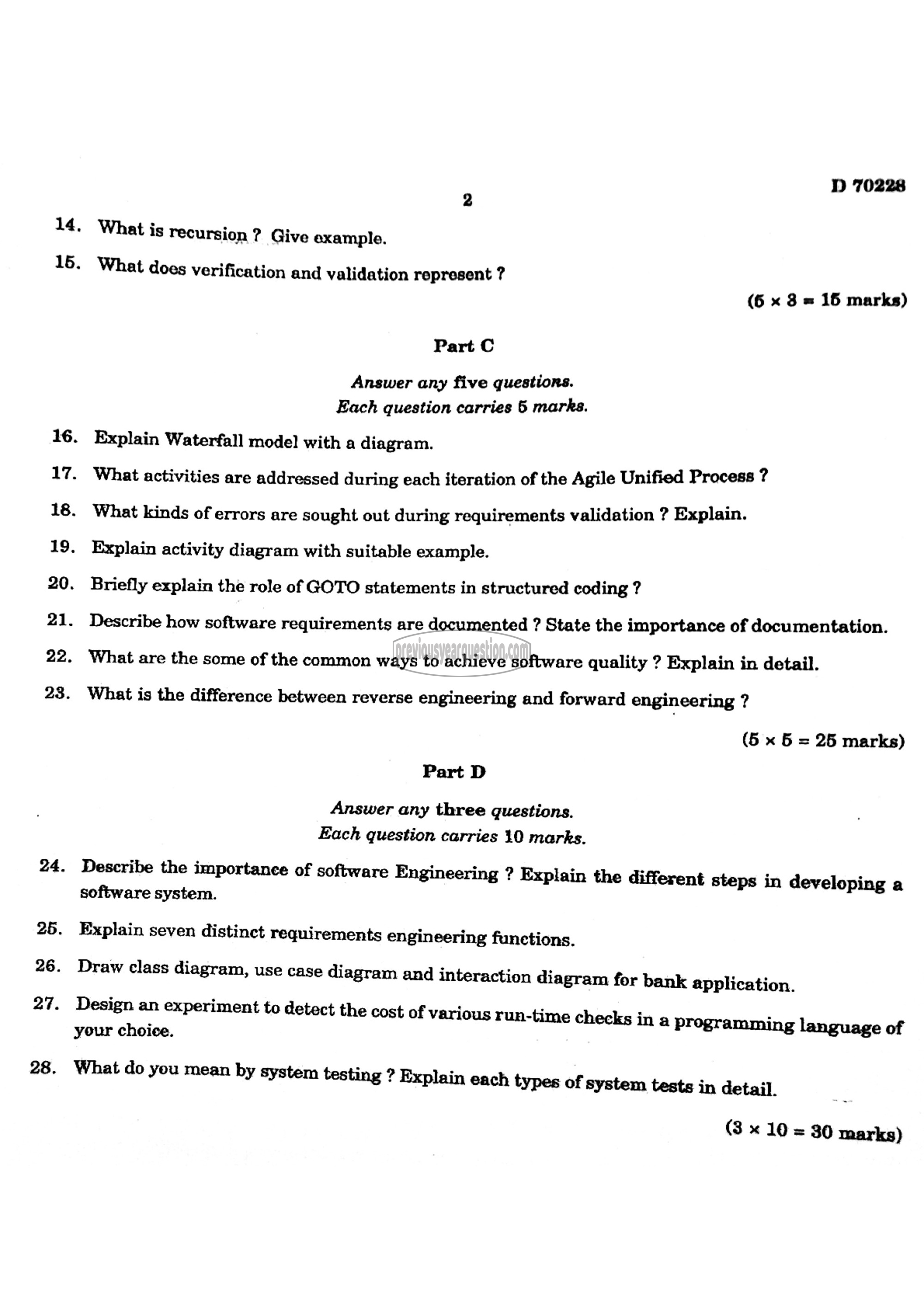 Question Paper - Principles of Software Engineering-2