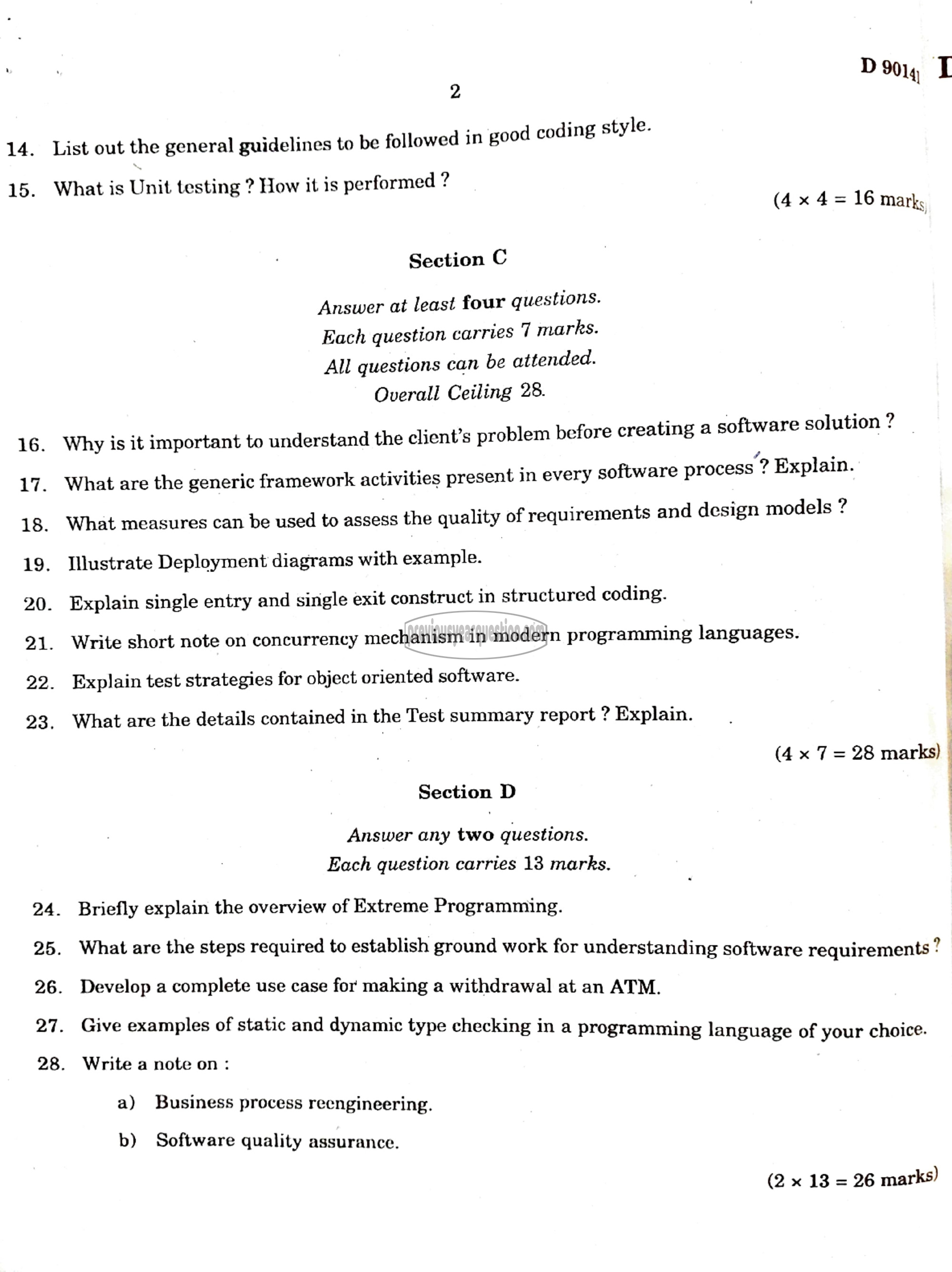 Question Paper - Principles of Software Engineering-2