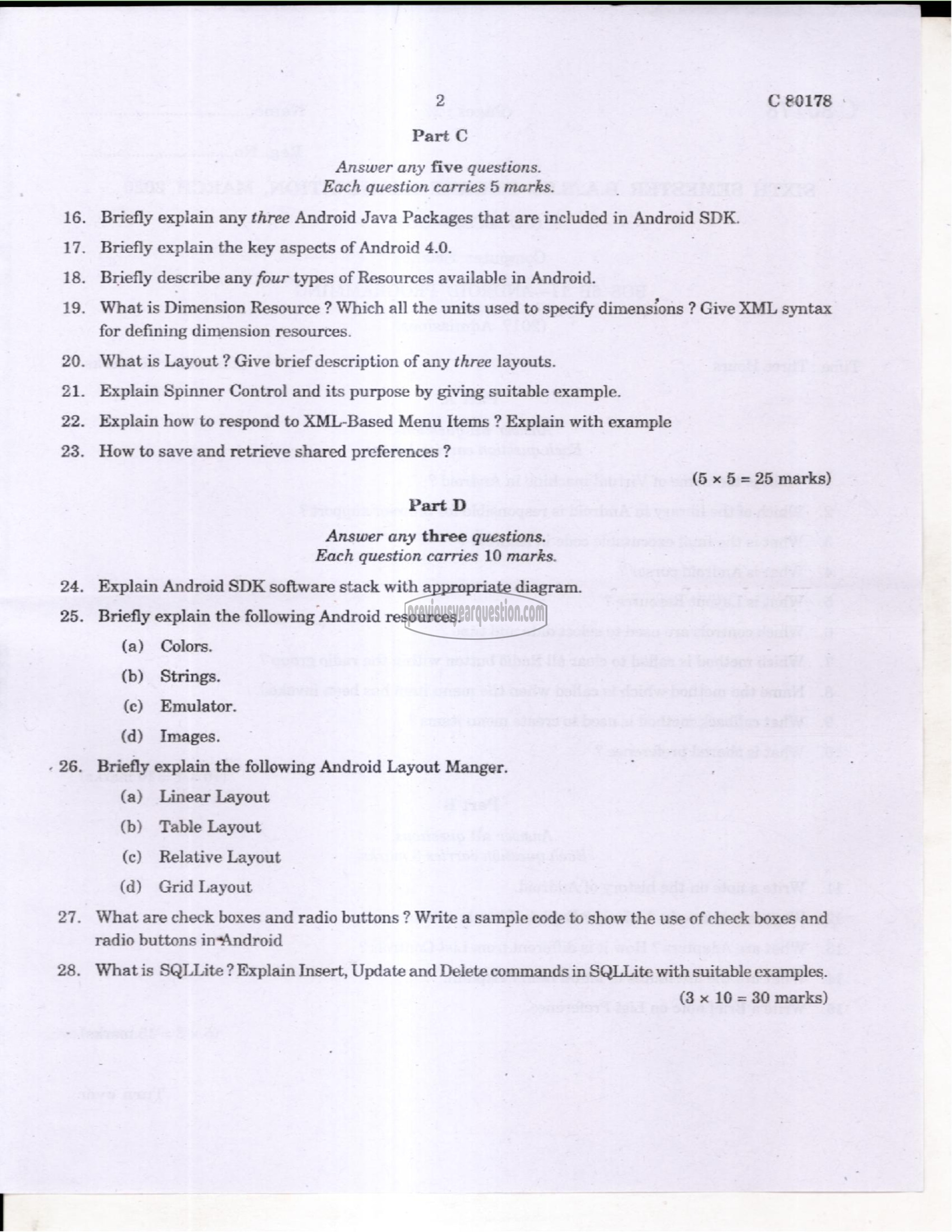 Question Paper - Android Programming-2