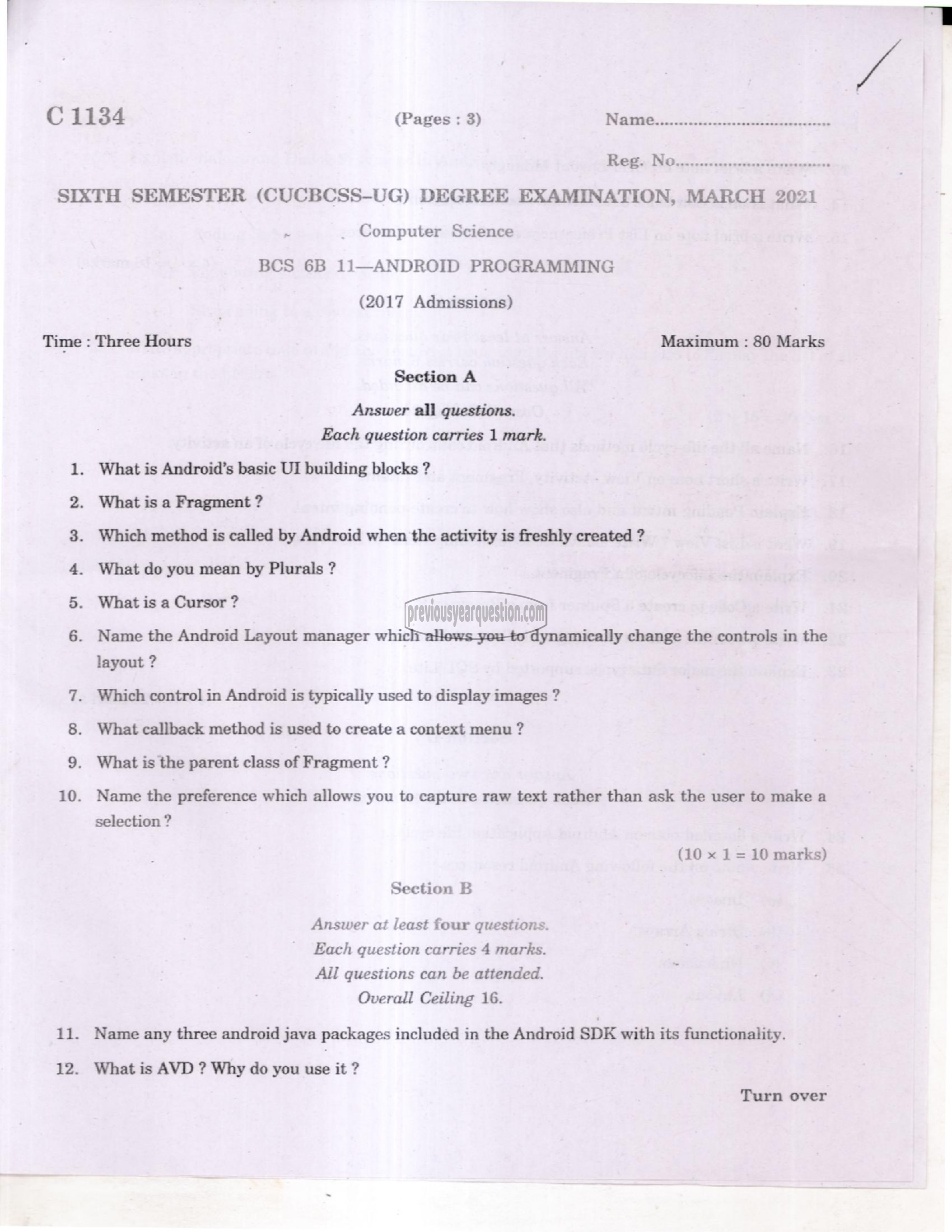 Question Paper - Android Programming-1