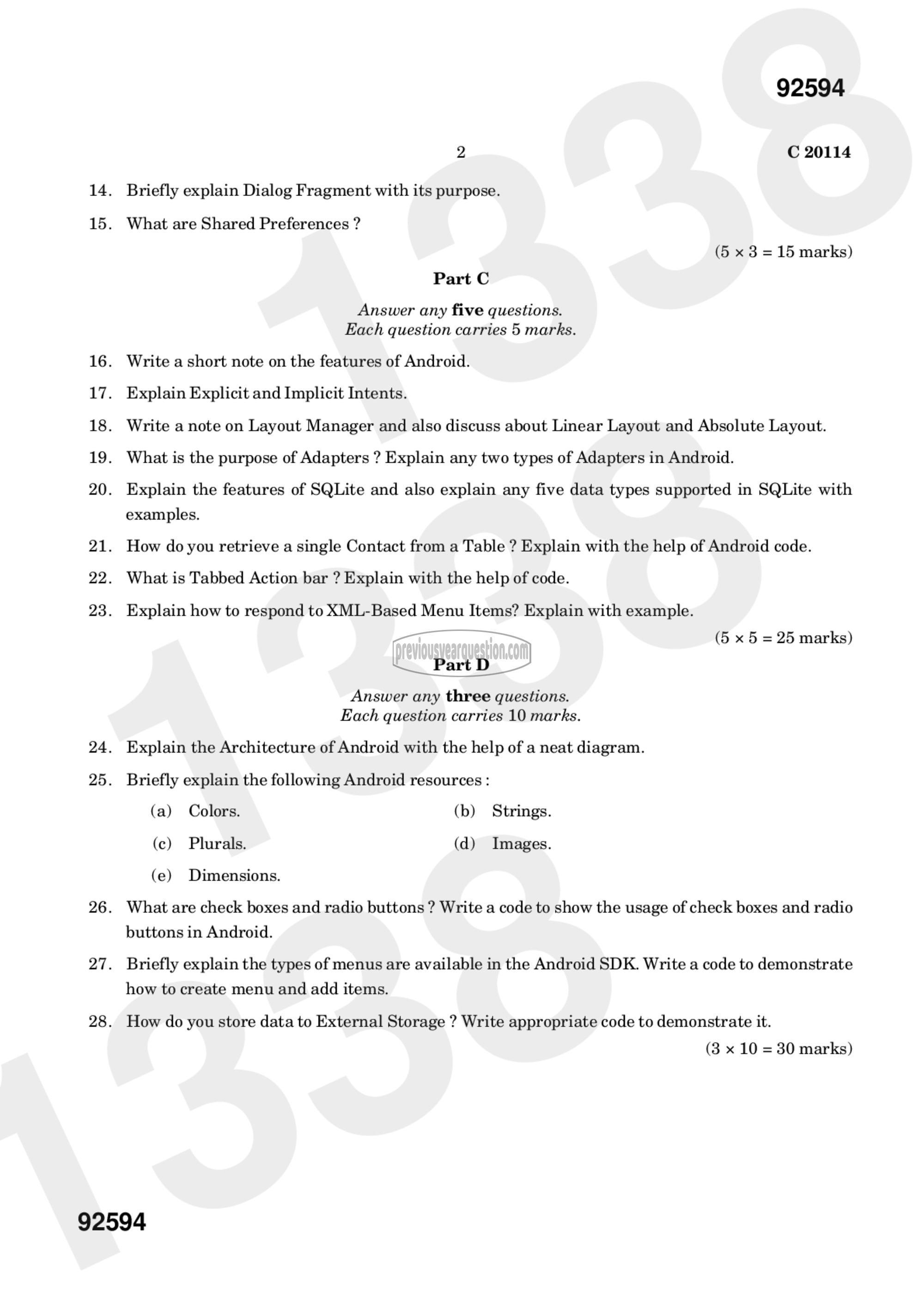 Question Paper - Android Programming-2