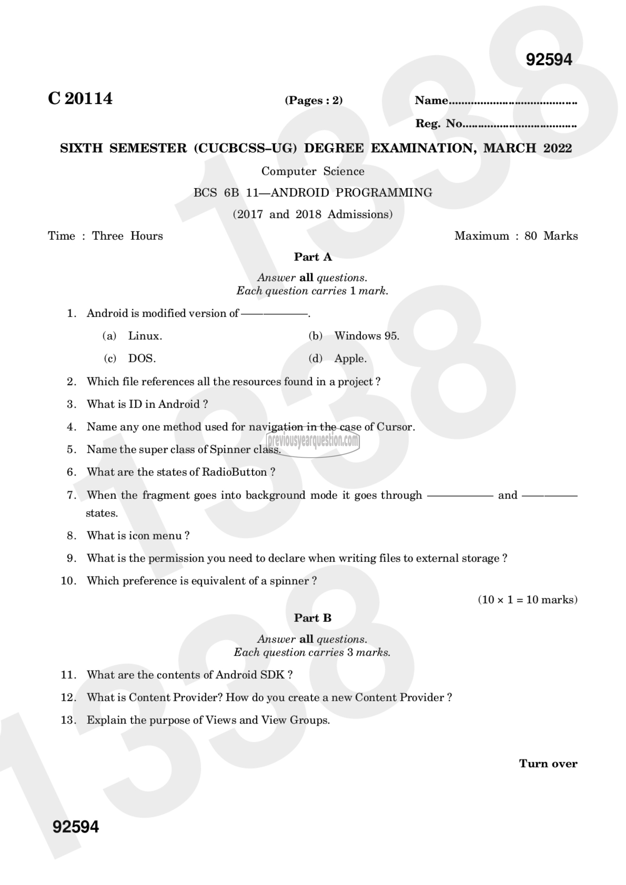 Question Paper - Android Programming-1