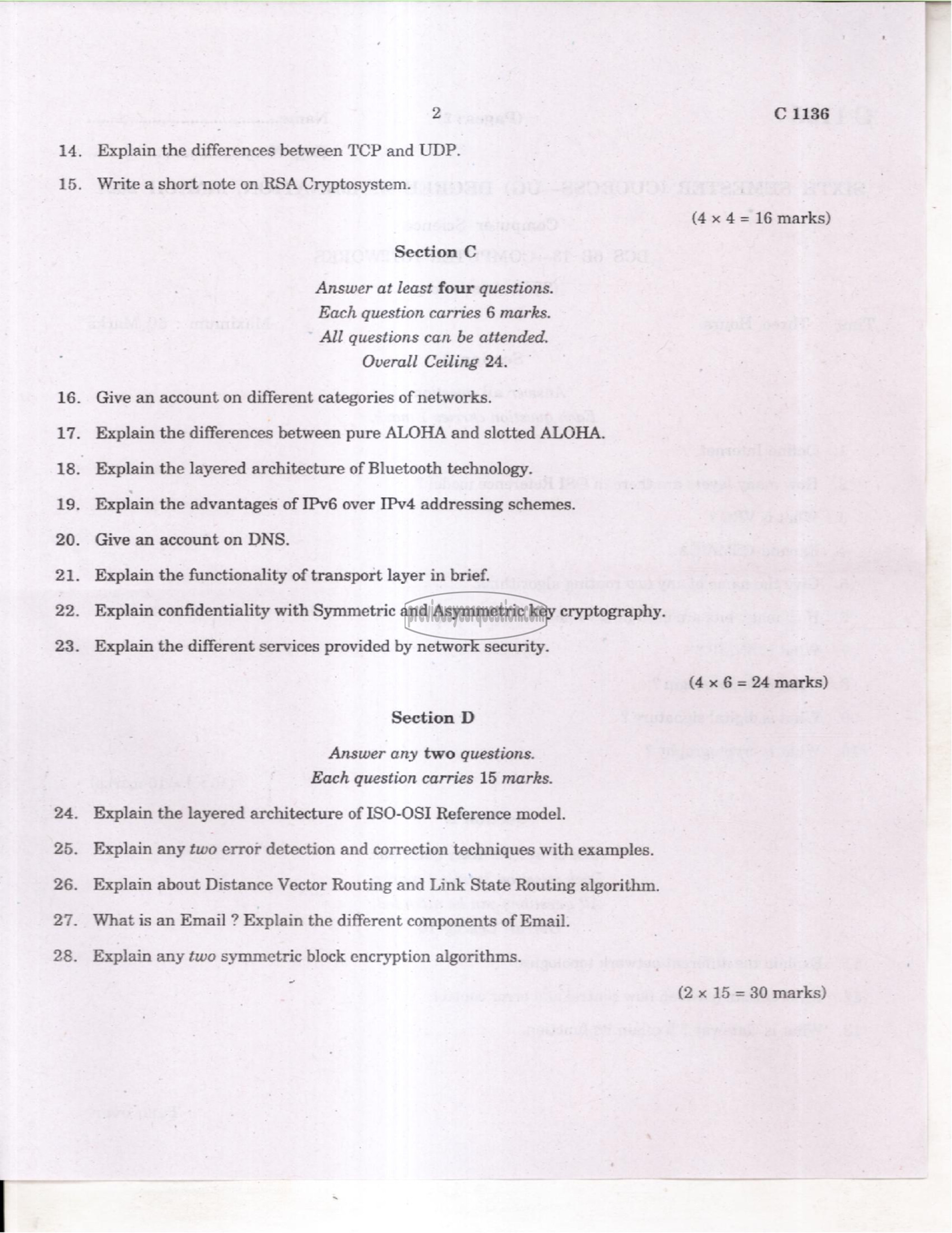 Question Paper - Computer Networks-2