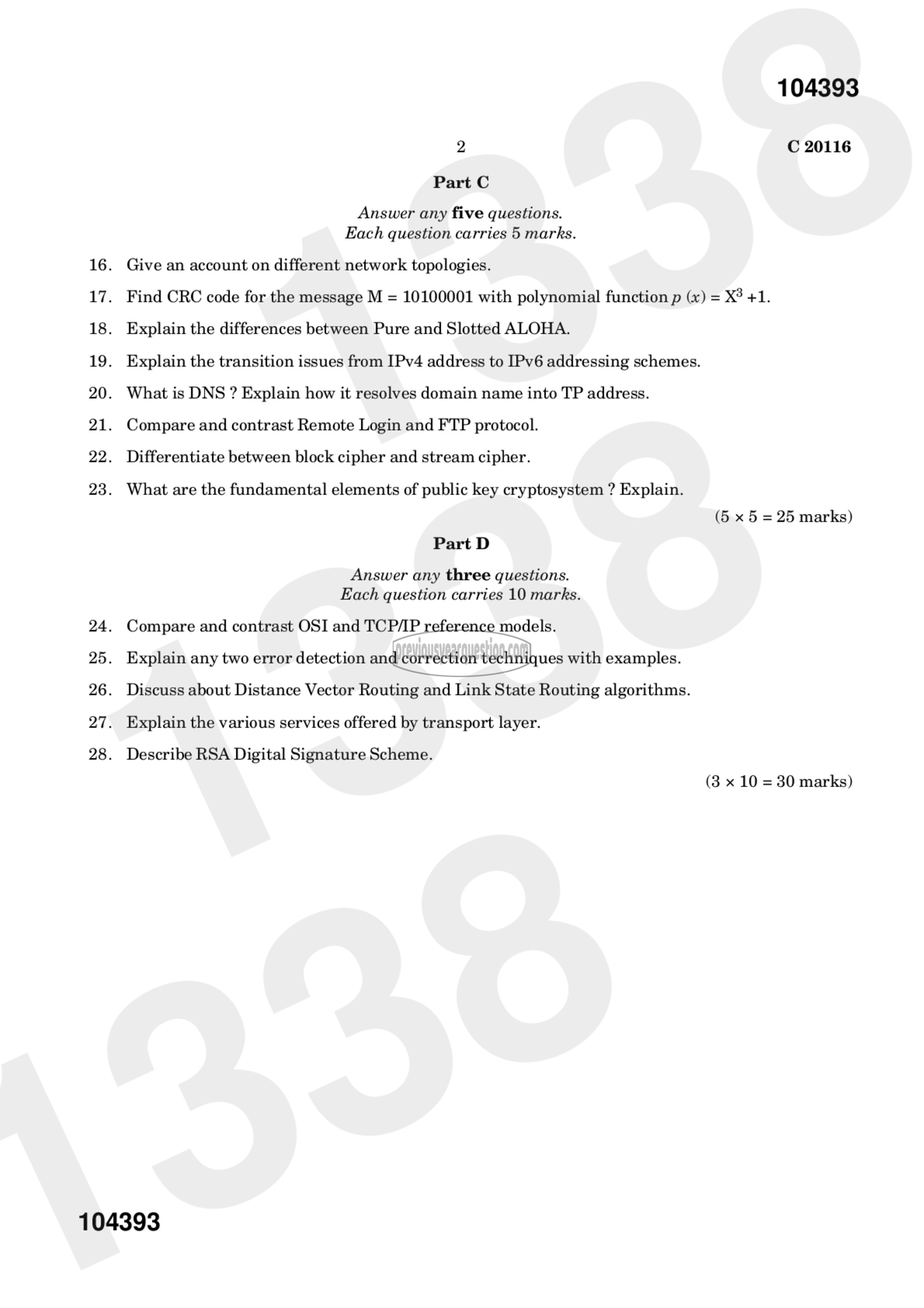 Question Paper - Computer Networks-2