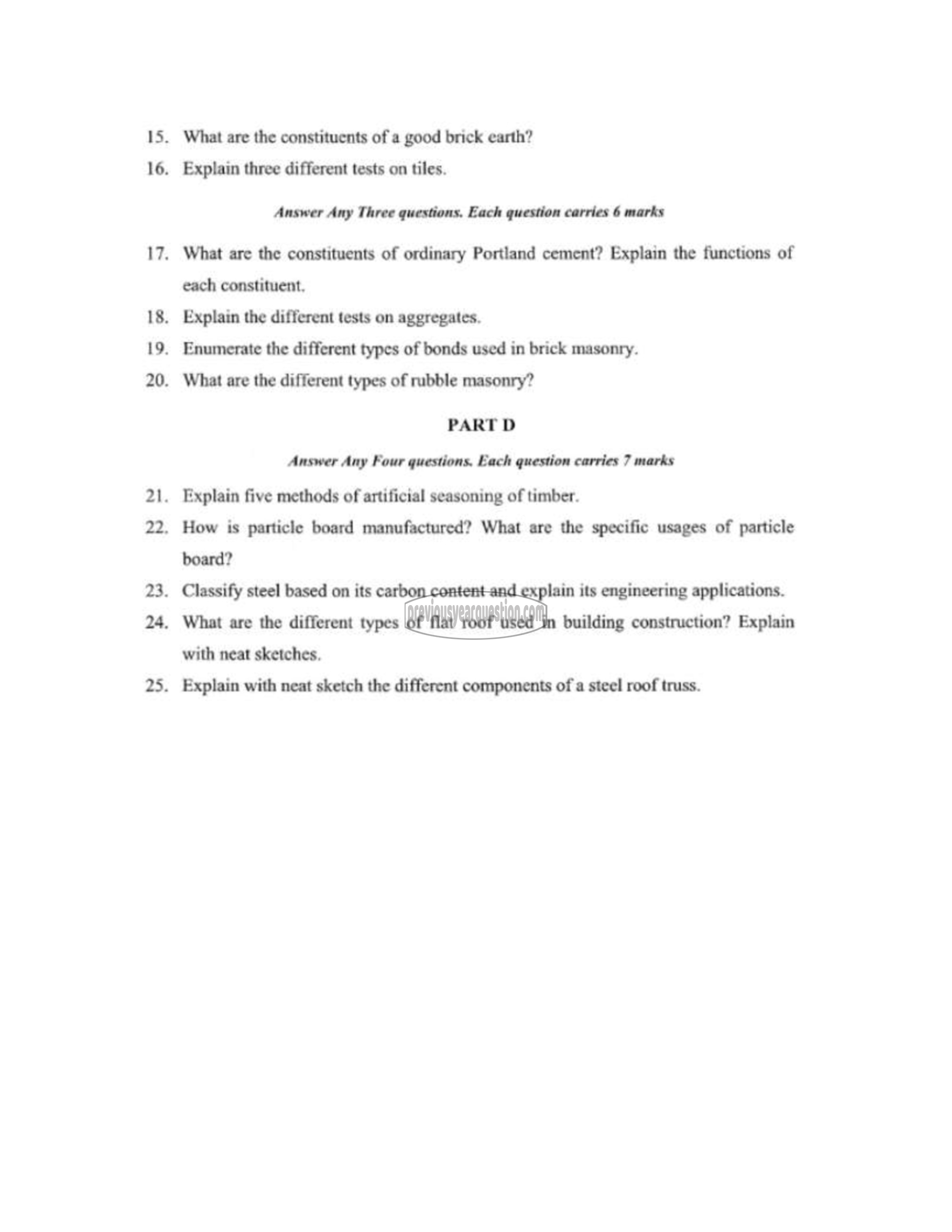 Question Paper - INTRODUCTION TO CIVIL ENGINEERING-2