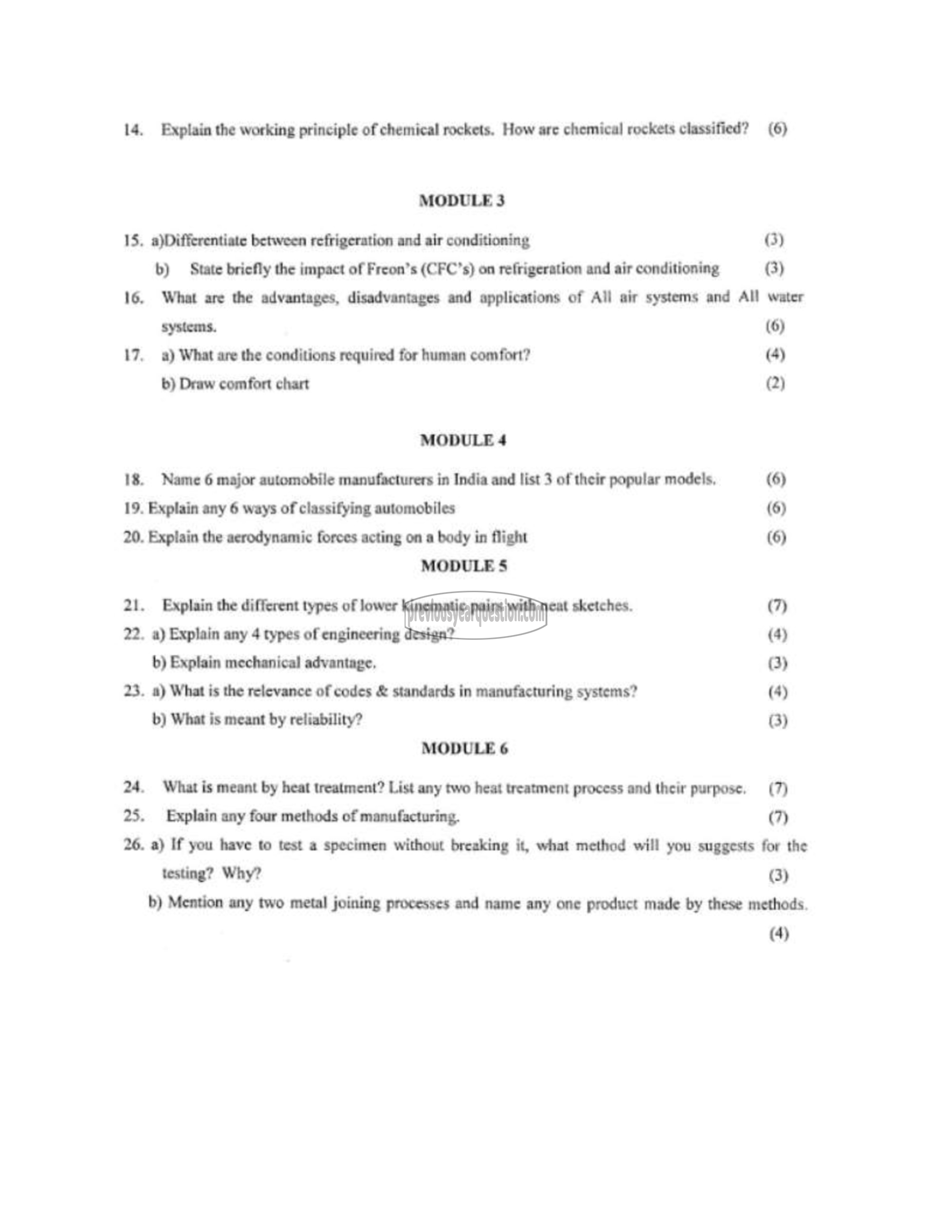 Question Paper - INTRODUCTION TO MECHANICAL ENGINEERING SCIENCES-2