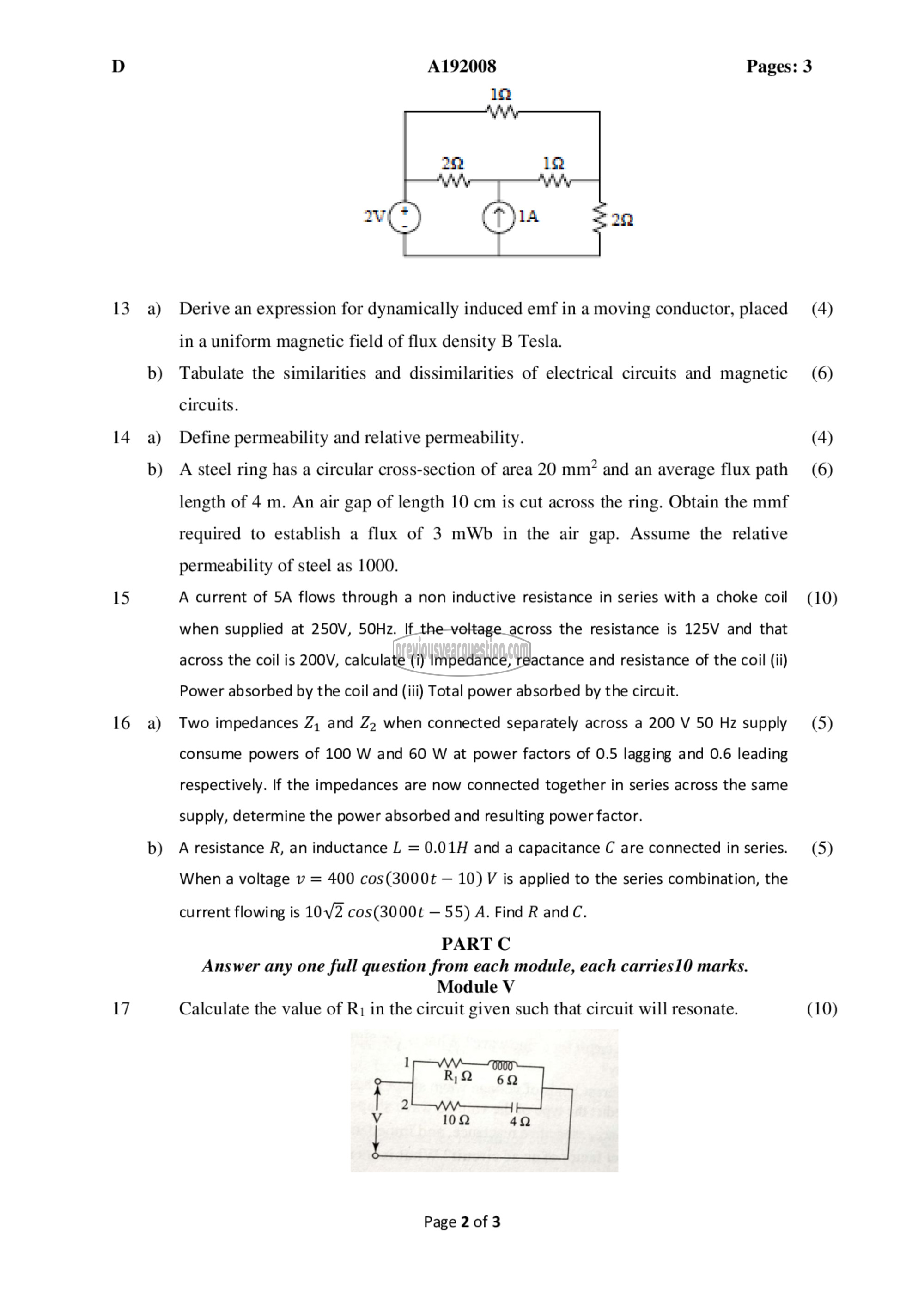 Question Paper - INTRODUCTION TO ELECTRICAL ENGINEERING-2