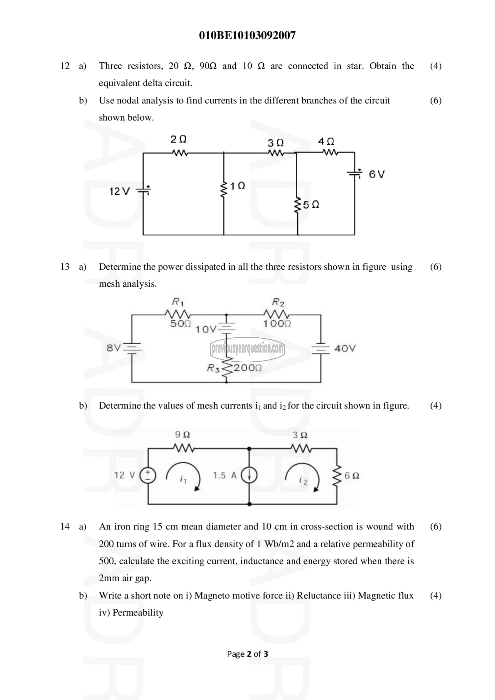 Question Paper - INTRODUCTION TO ELECTRICAL ENGINEERING-2