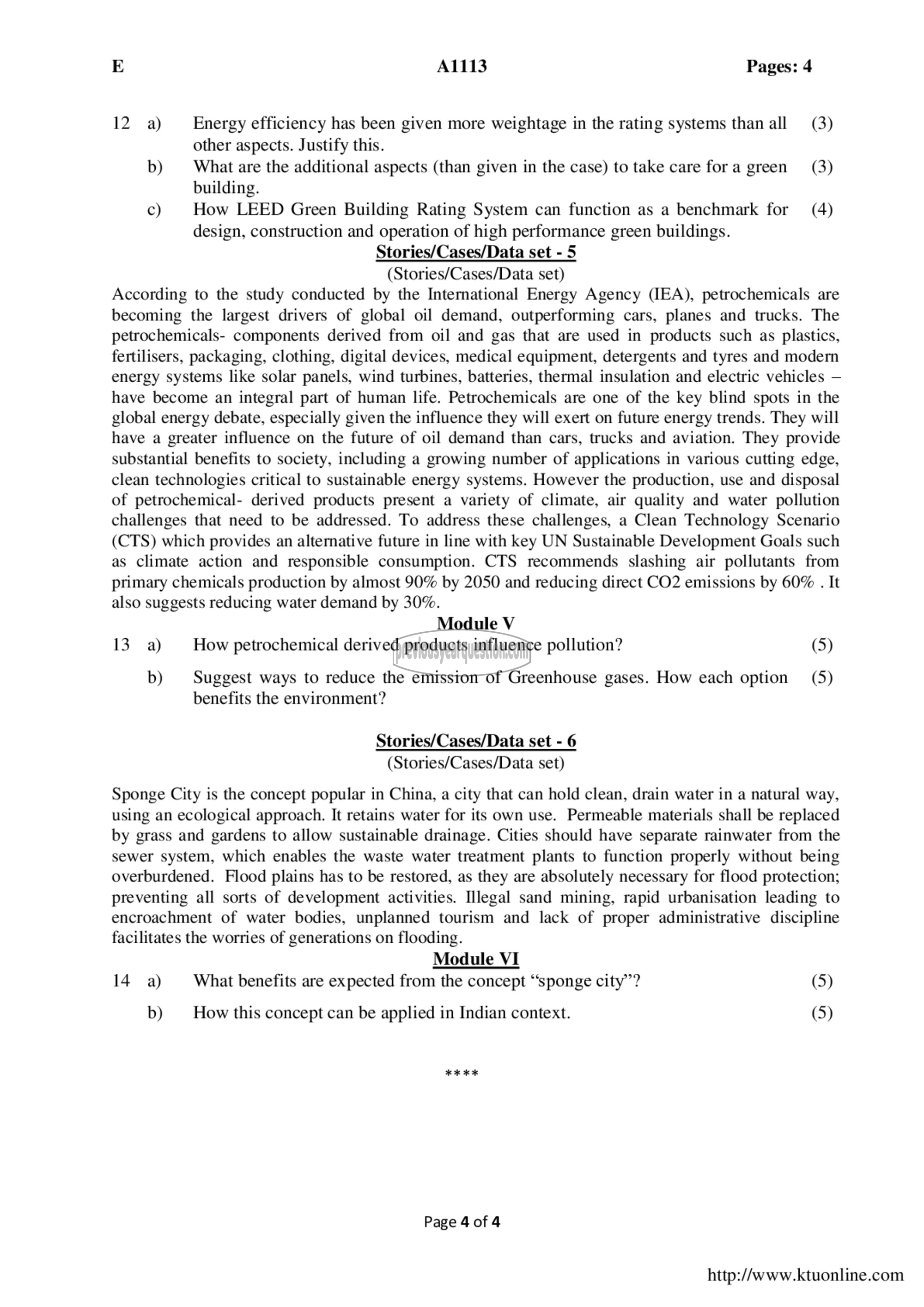 Question Paper - INTRODUCTION TO SUSTAINABLE ENGINEERING-4