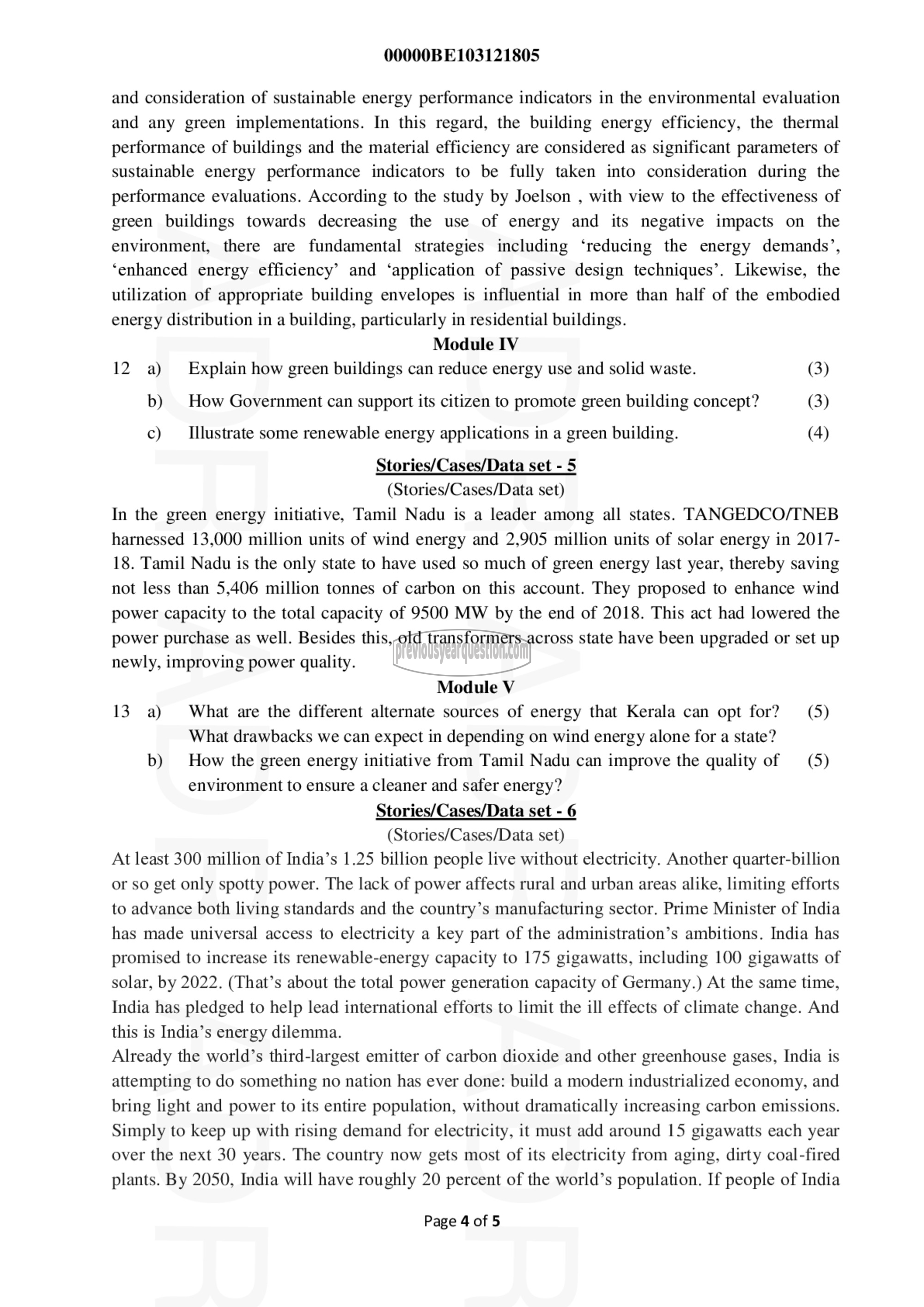 Question Paper - INTRODUCTION TO SUSTAINABLE ENGINEERING-4