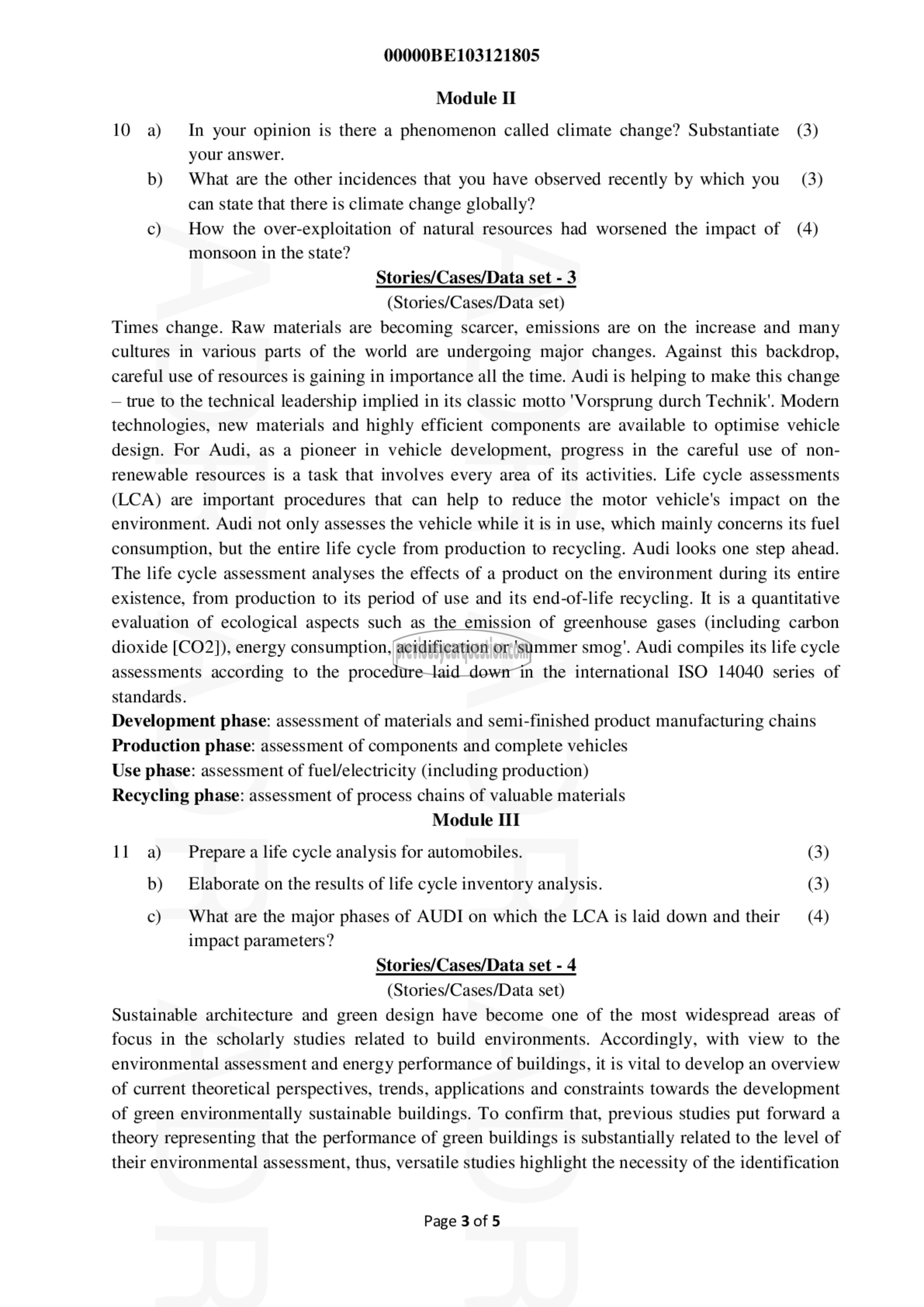 Question Paper - INTRODUCTION TO SUSTAINABLE ENGINEERING-3